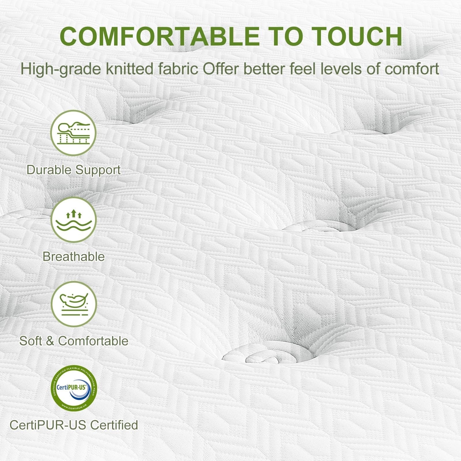 Matelas hybride 12 avec mousse à mémoire de forme et ressorts ensachés