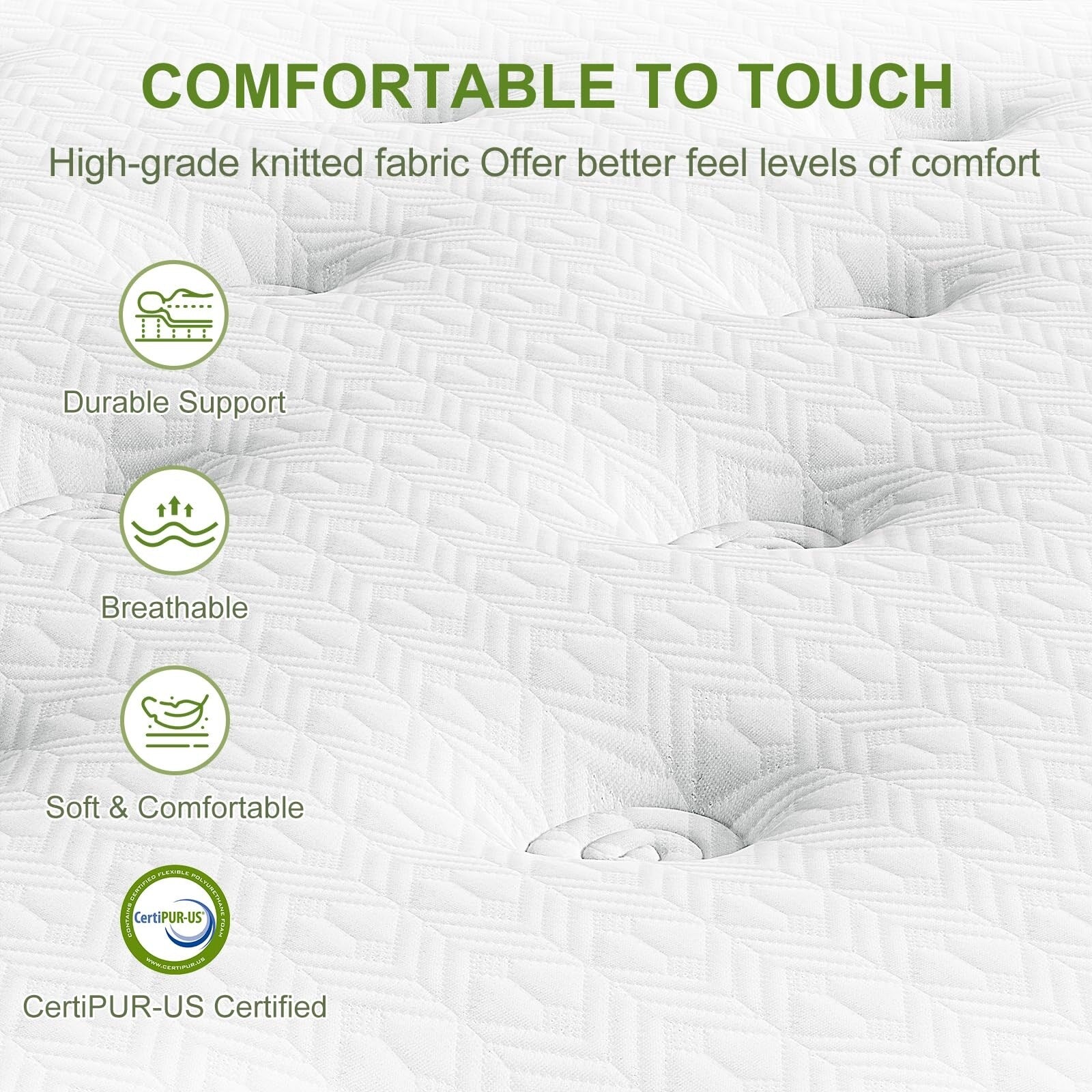 Matelas hybride 12 avec mousse à mémoire de forme et ressorts ensachés