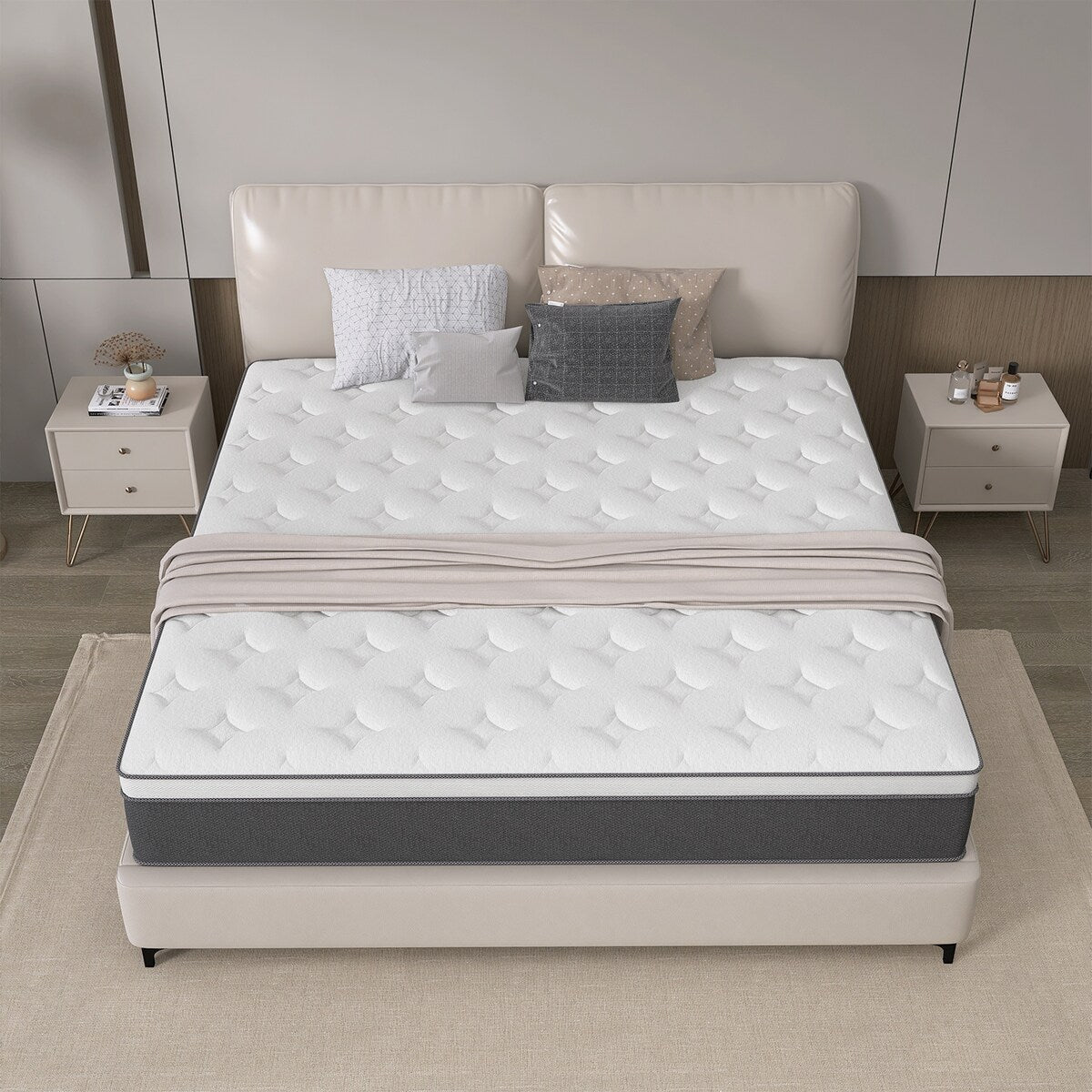 12 matelas hybrides en mousse à mémoire de forme infusée de gel rafraîchissant et à ressorts