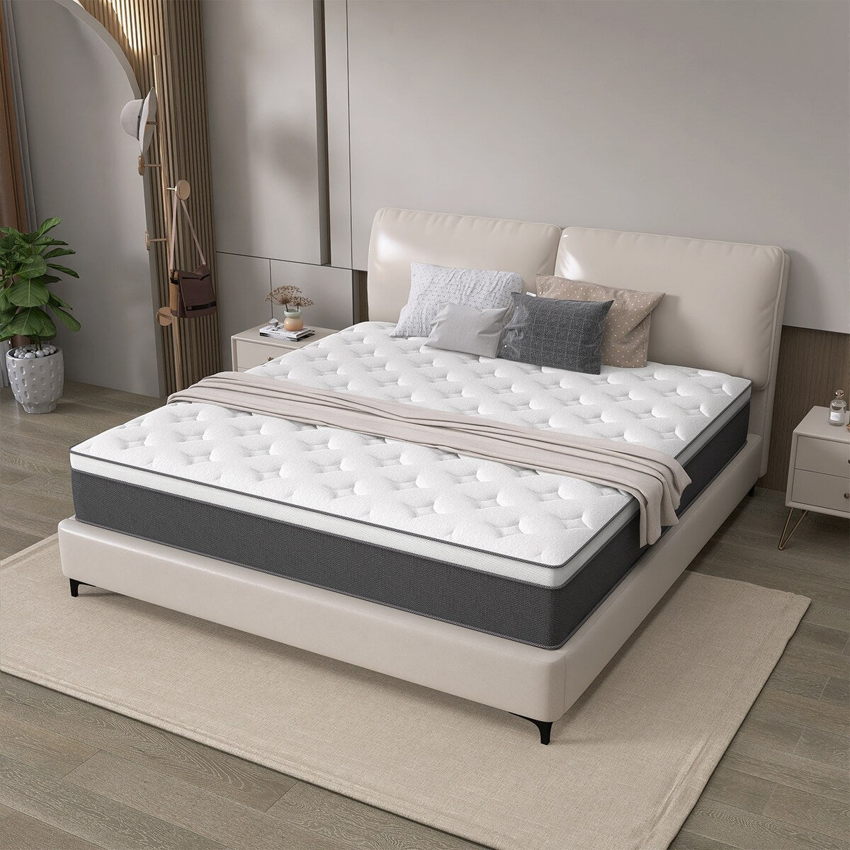12 matelas hybrides en mousse à mémoire de forme infusée de gel rafraîchissant et à ressorts