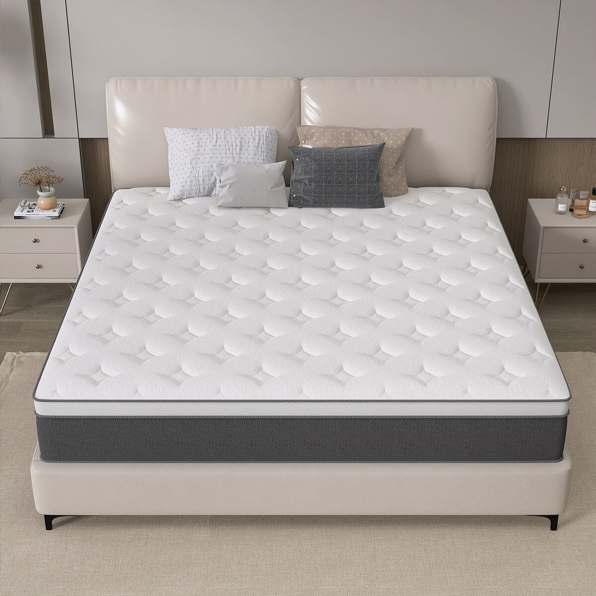 12 matelas hybrides en mousse à mémoire de forme infusée de gel rafraîchissant et à ressorts