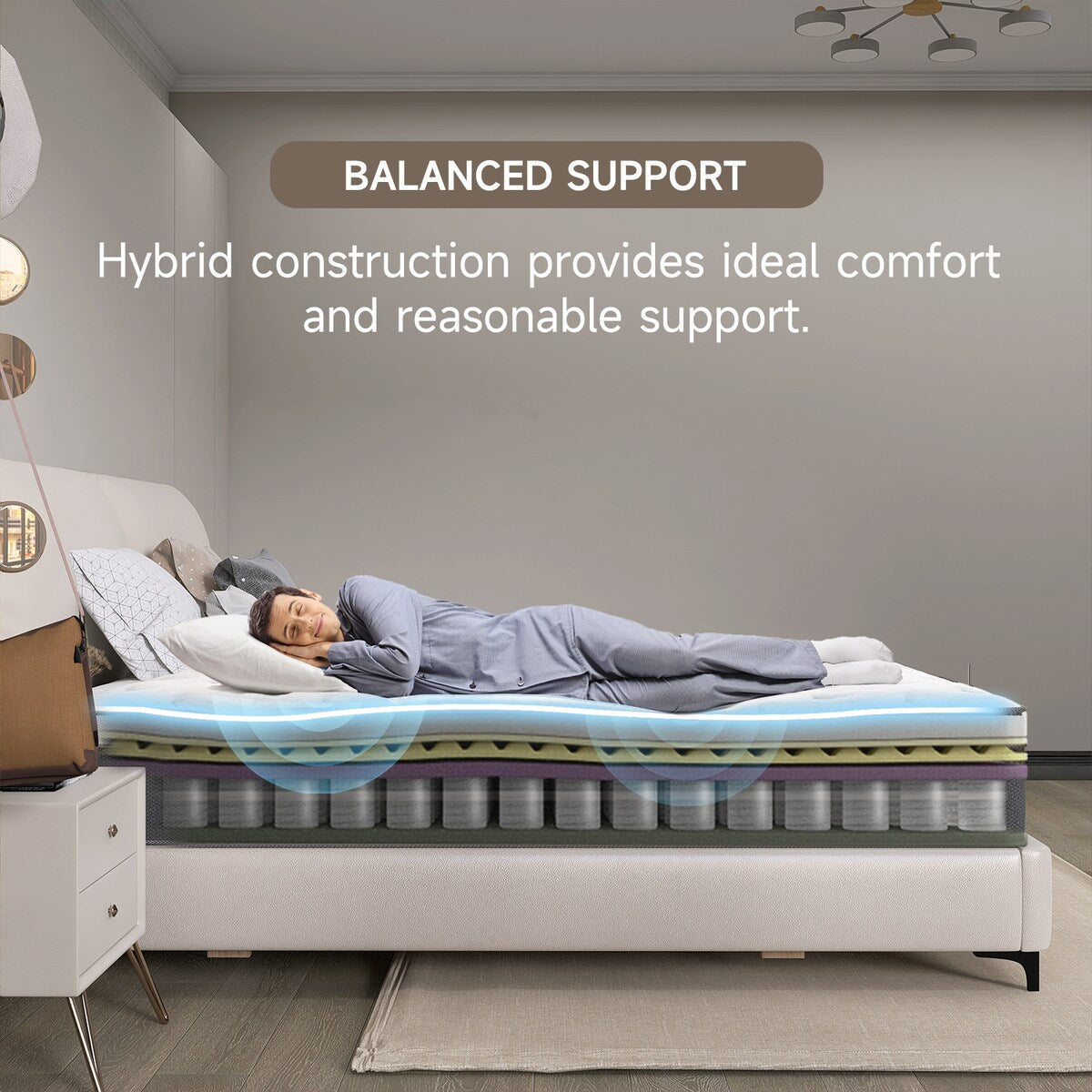 12 matelas hybrides en mousse à mémoire de forme infusée de gel rafraîchissant et à ressorts
