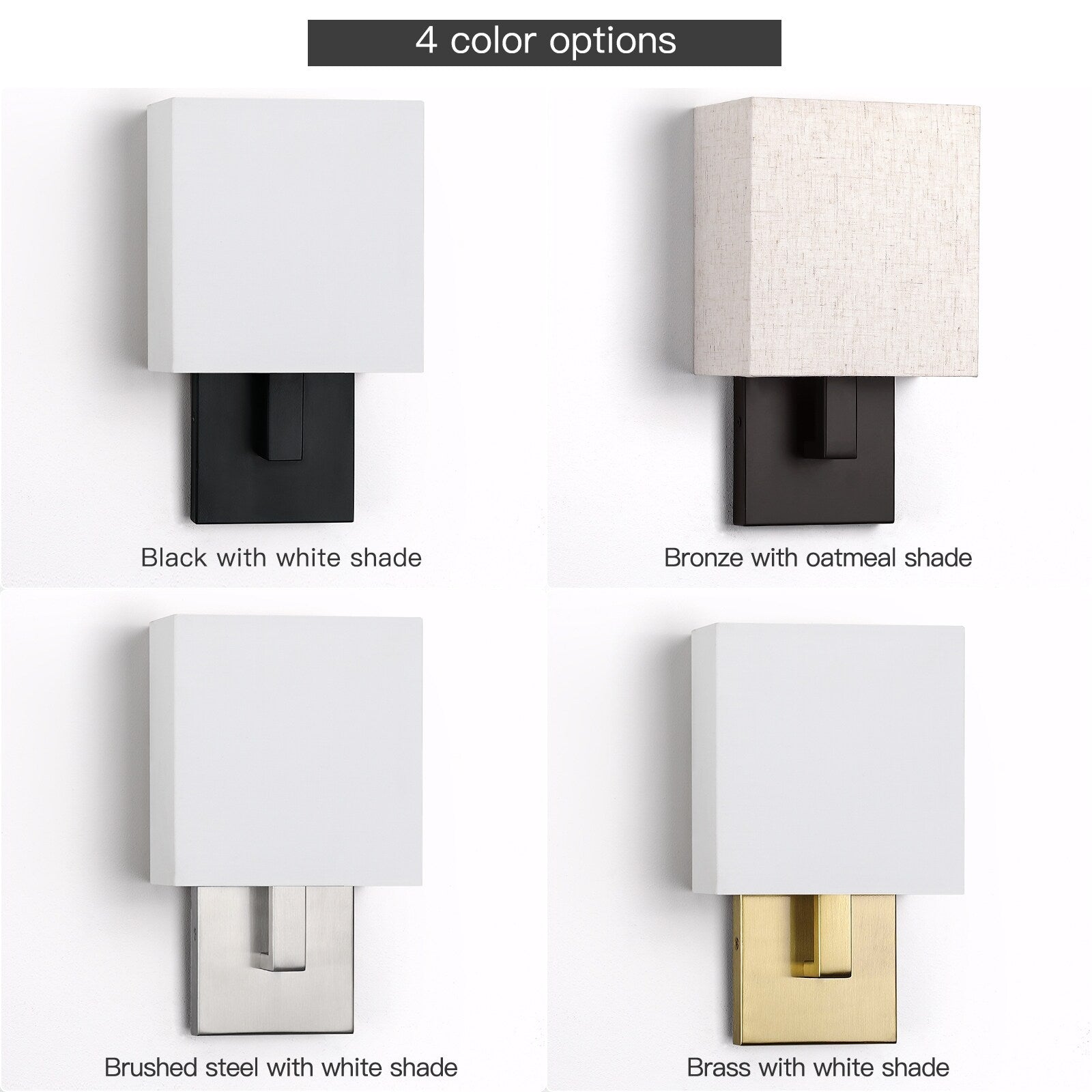 Applique murale en bronze foncé de 30 cm de hauteur avec abat-jour en tissu avoine