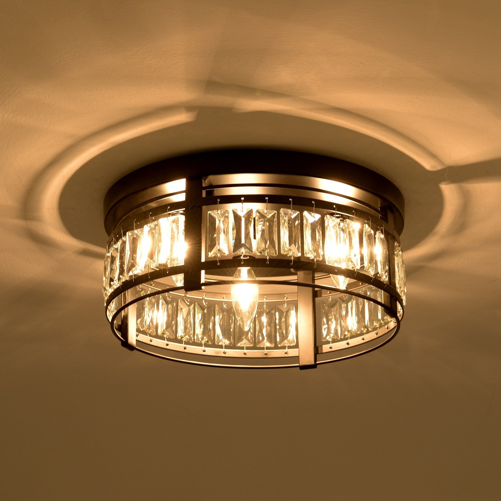 Lustre encastré moderne en cristal noir à 3 lumières pour couloir 13.3