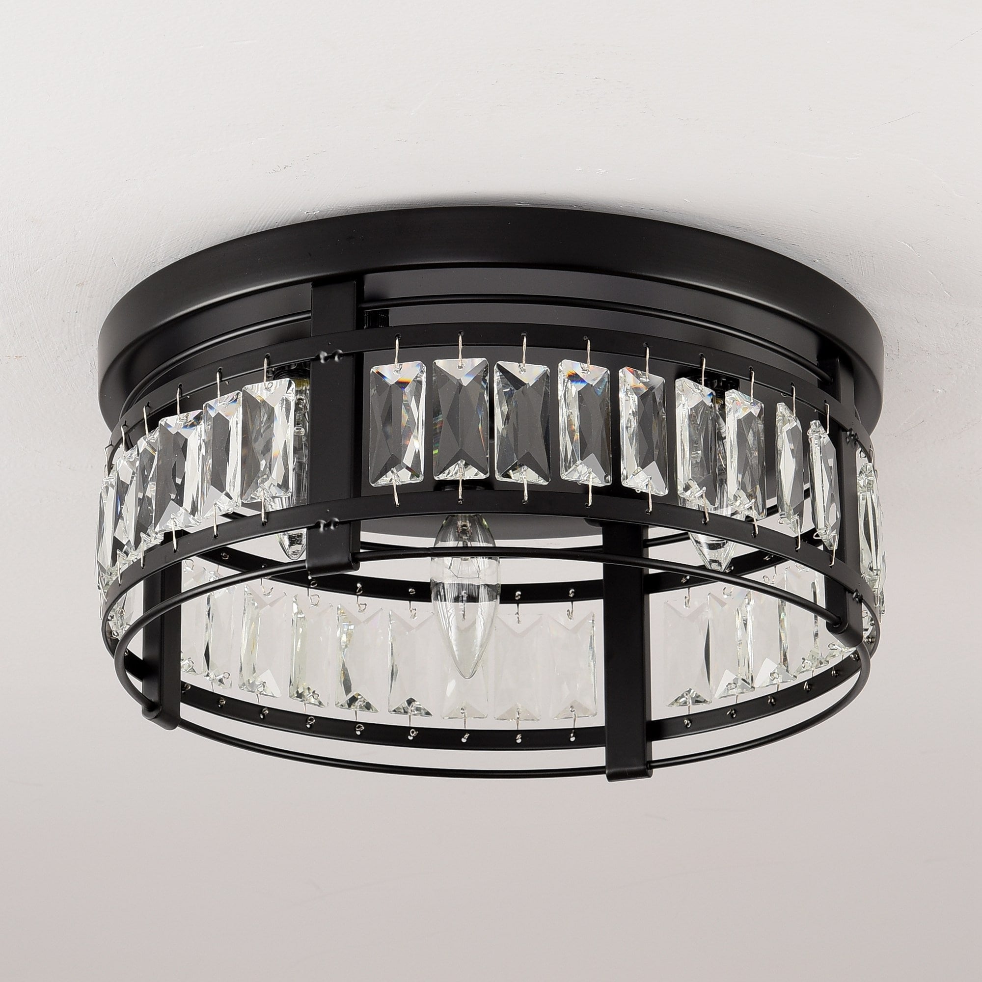 Lustre encastré moderne en cristal noir à 3 lumières pour couloir 13.3