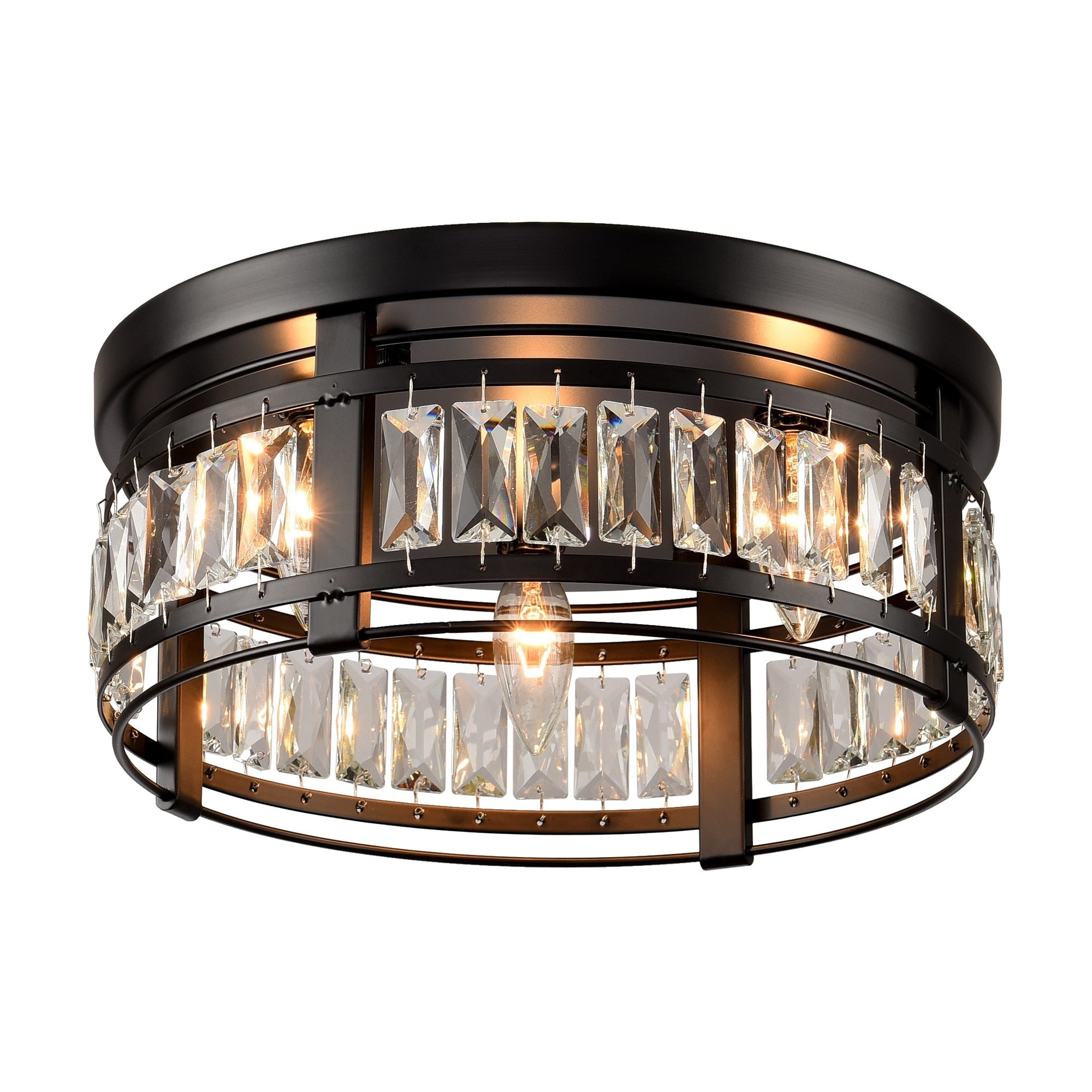 Lustre encastré moderne en cristal noir à 3 lumières pour couloir 13.3