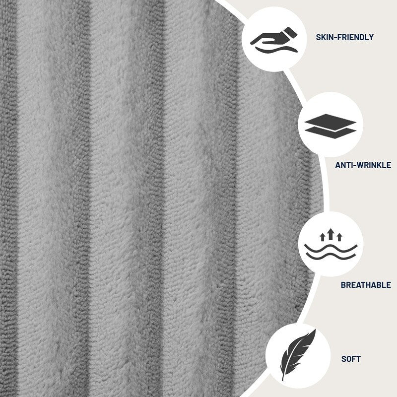 Canapé modulable réversible 4 places en U 130 en velours côtelé rayé gris – Agencement personnalisable pour salon et chambre