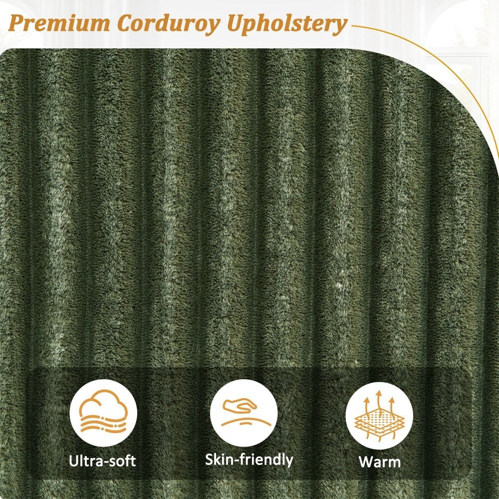 Canapé-lit 4 places moderne en velours côtelé avec ports USB et porte-gobelets rabattables