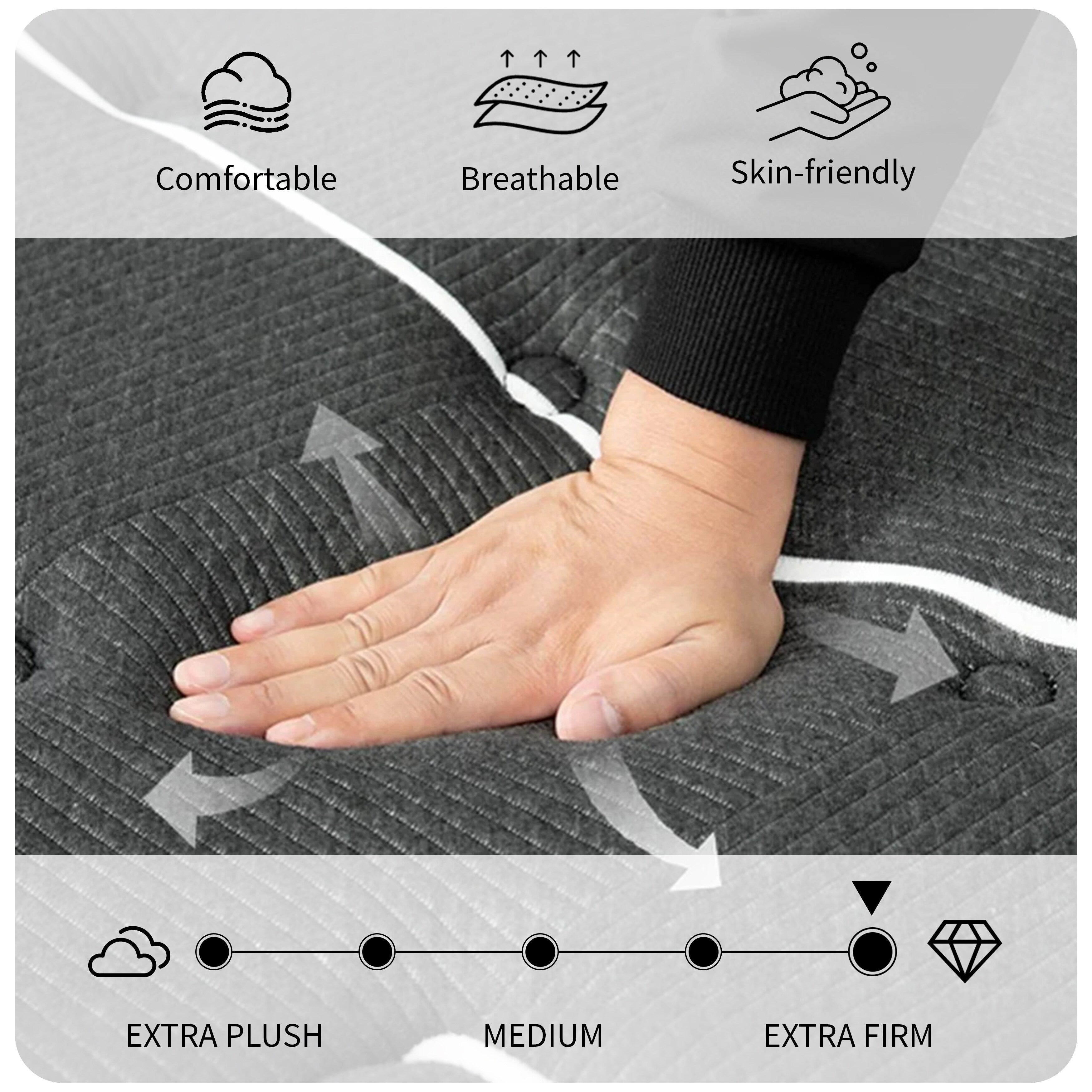 Matelas hybride extra ferme de 14 pouces avec refroidissement et isolation des mouvements