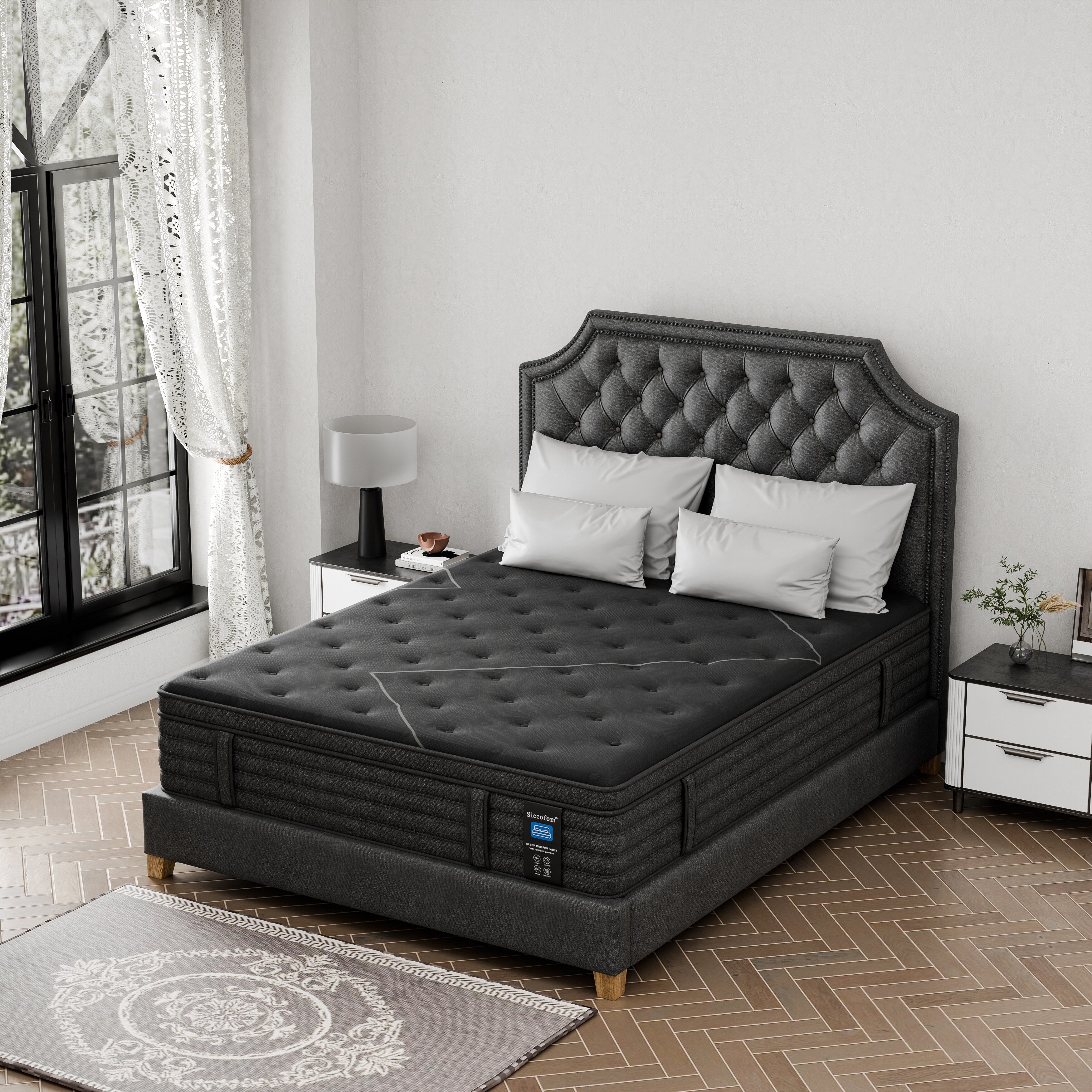 Matelas hybride extra ferme de 14 pouces avec refroidissement et isolation des mouvements