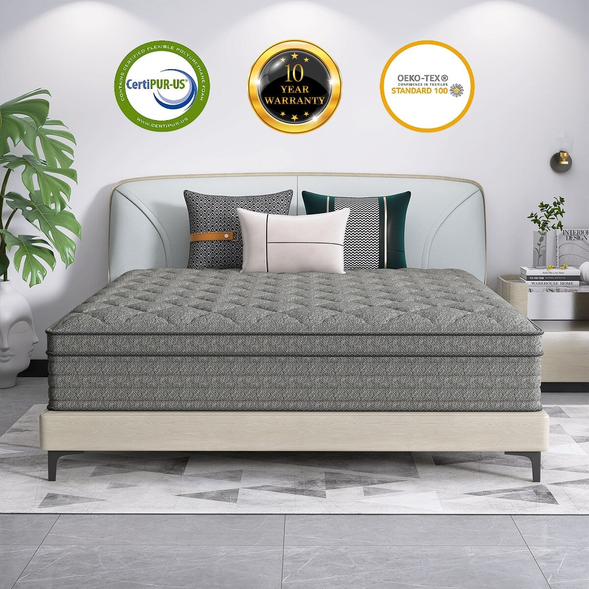 Matelas hybride de 14 pouces dans une boîte avec mousse à mémoire de forme en gel