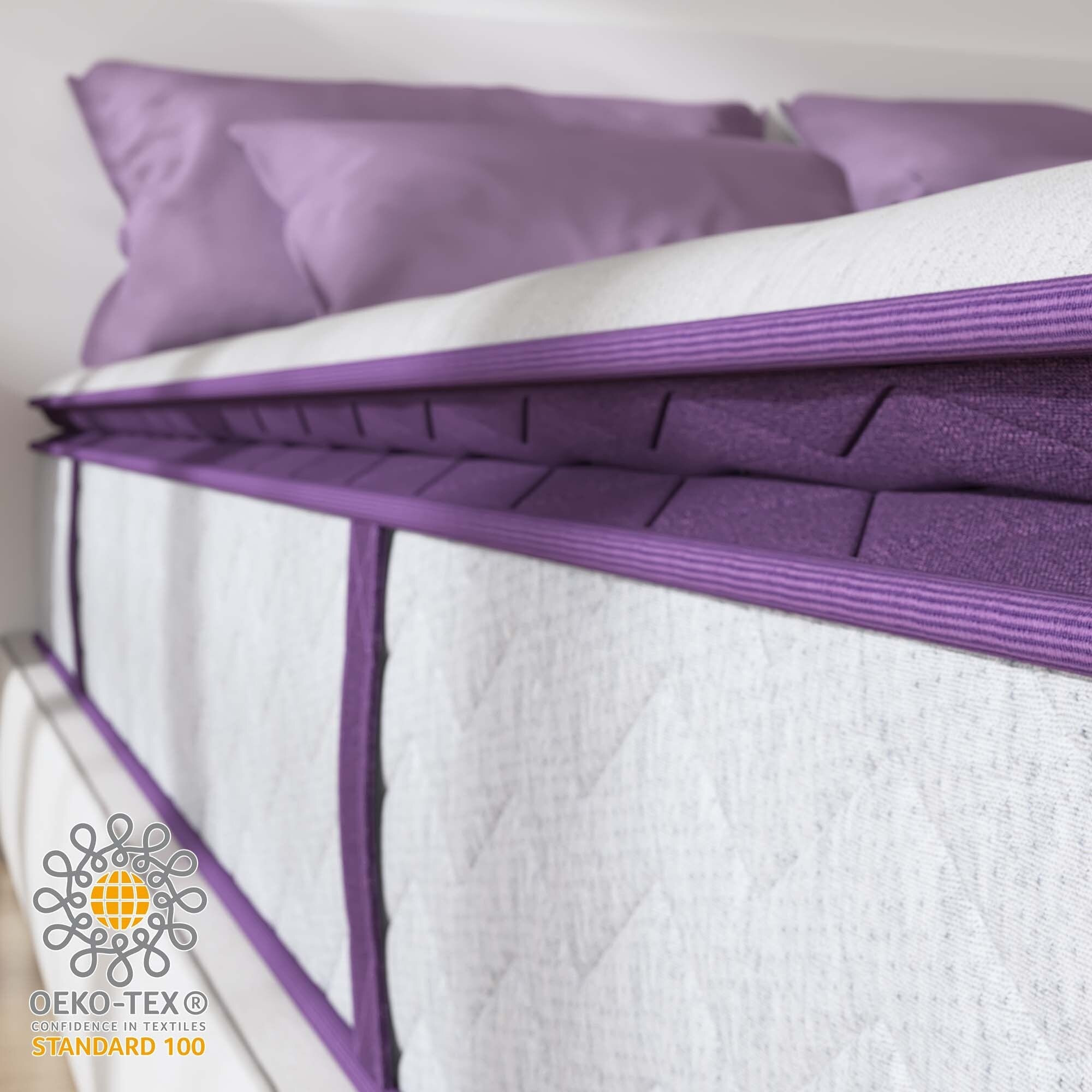 Matelas hybride Queen et King de 14 pouces avec plateau-coussin, support de bord à ressorts, respirant et doux pour la peau, faible transfert de mouvement