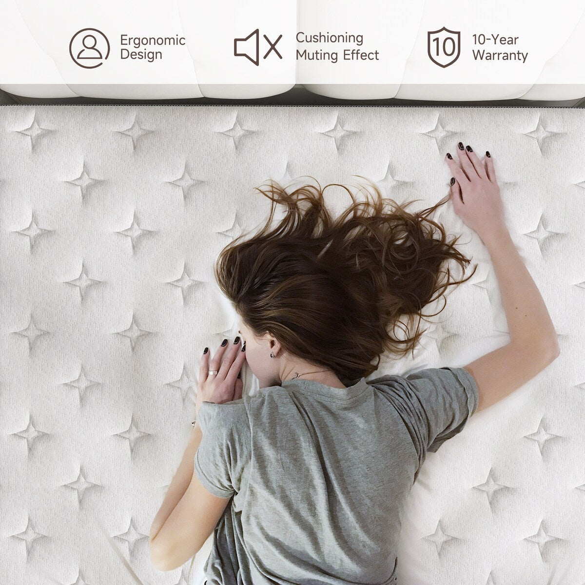 Matelas hybride en mousse à mémoire de forme infusée de gel de 14 pouces avec ressorts ensachés