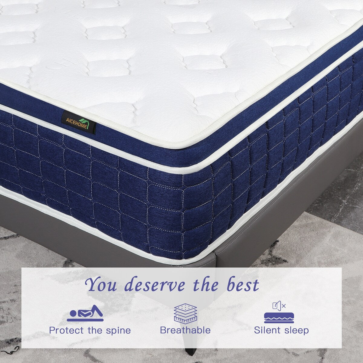 Matelas hybride en mousse à mémoire de forme de 14 pouces dans une boîte pour soulager la pression