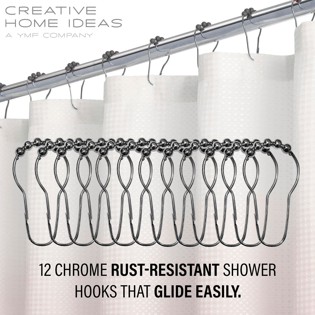 Ensemble de bain/douche 14 pièces : rideau de douche ombré, crochets et doublure PEVA