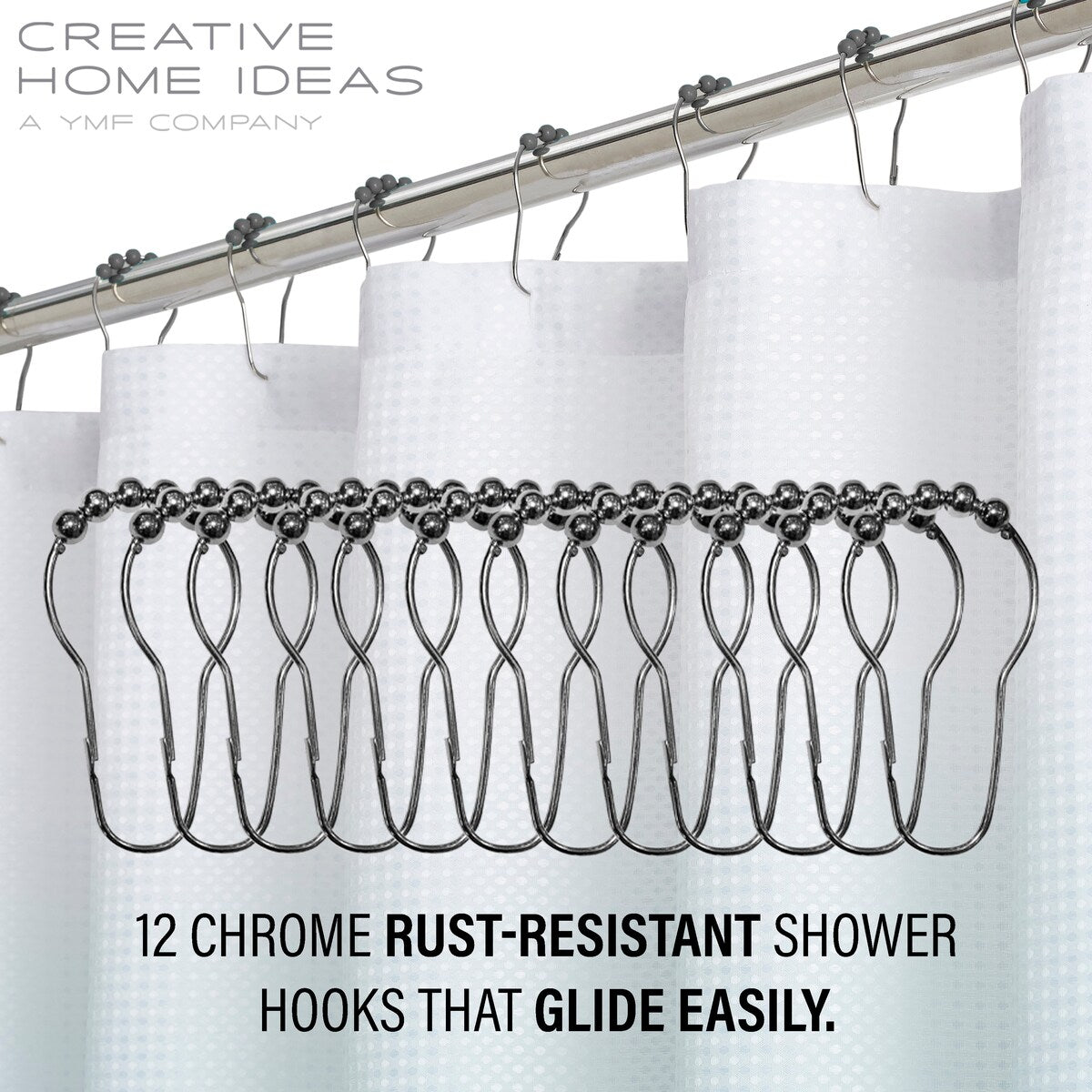 Ensemble de bain/douche 14 pièces : rideau de douche ombré, crochets et doublure PEVA