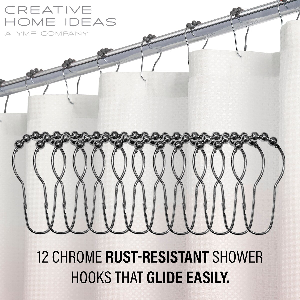 Ensemble de bain/douche 14 pièces : rideau de douche ombré, crochets et doublure PEVA