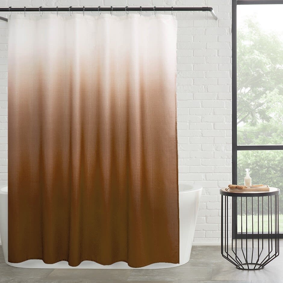 Ensemble de bain/douche 14 pièces : rideau de douche ombré, crochets et doublure PEVA