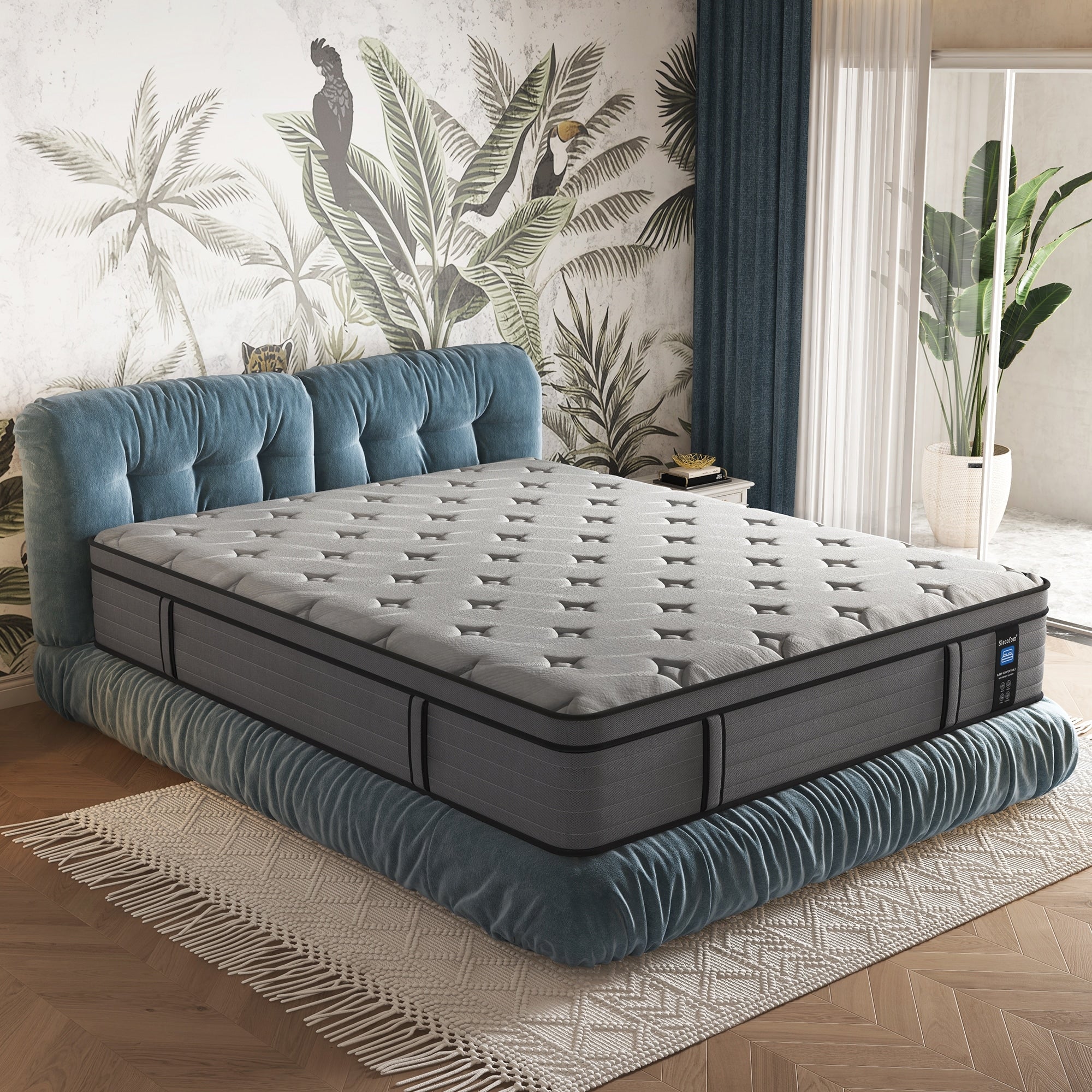 Matelas hybride en mousse à mémoire de forme ferme Euro Top de 14 pouces, livré dans une boîte