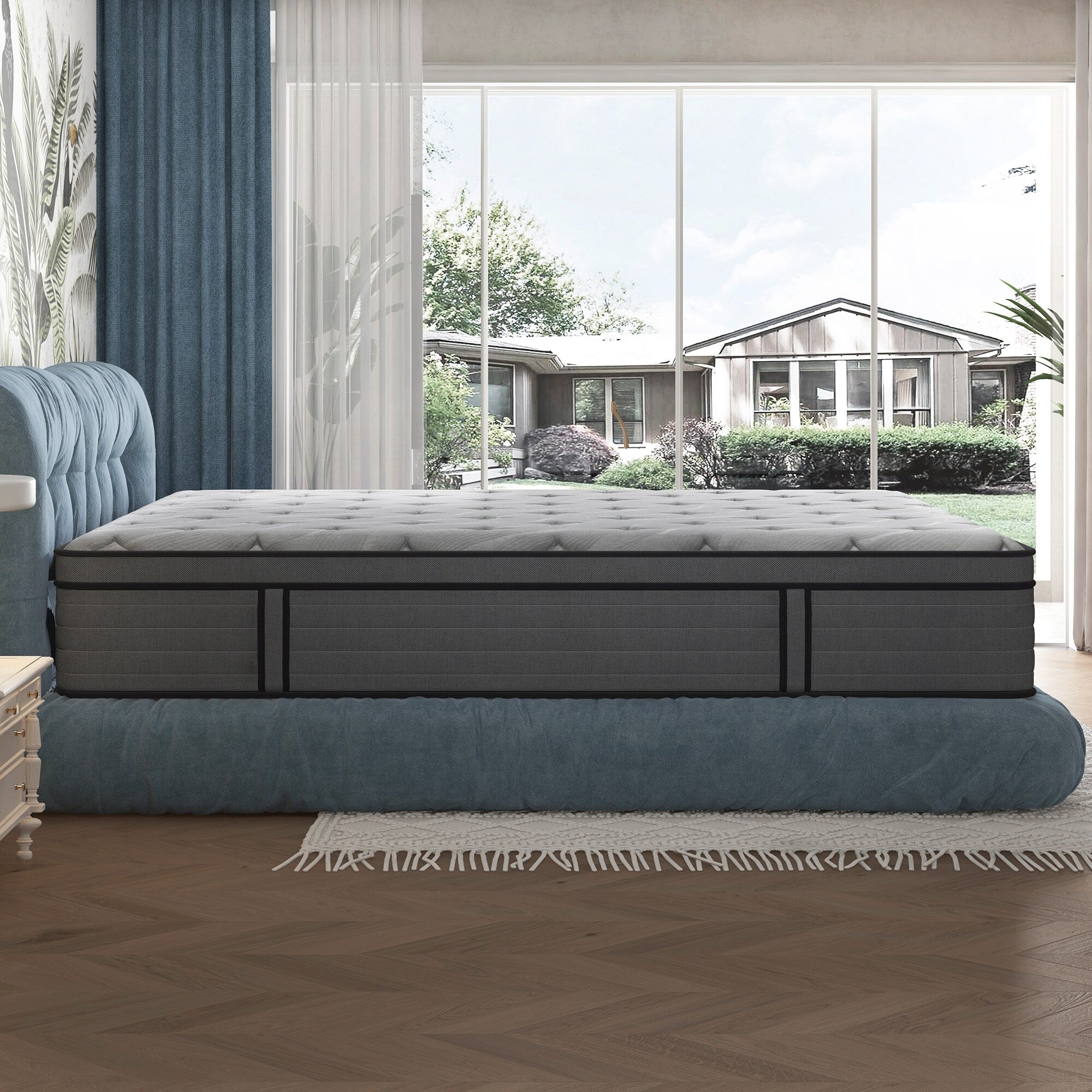 Matelas hybride en mousse à mémoire de forme ferme Euro Top de 14 pouces, livré dans une boîte