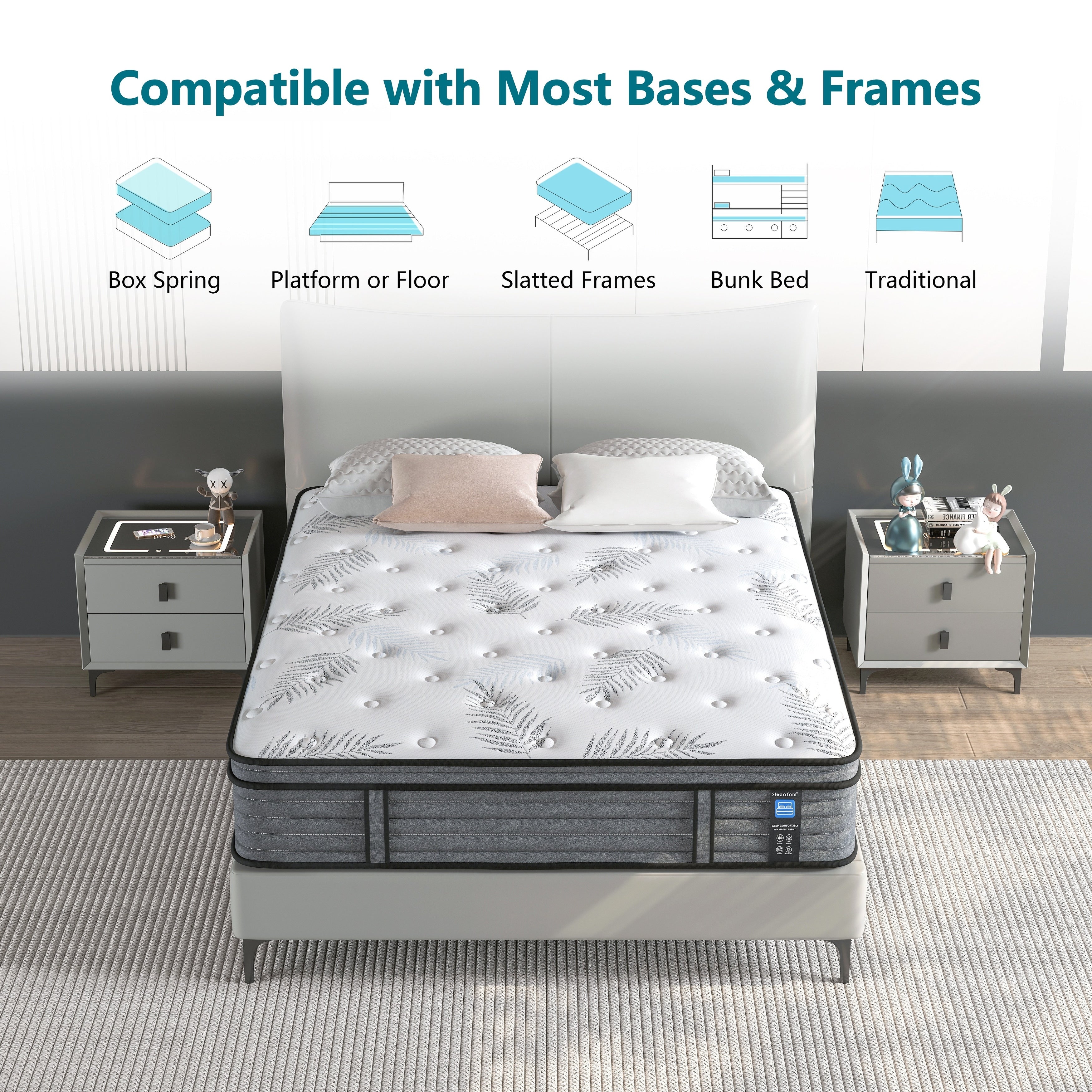 Matelas hybride en mousse à mémoire de forme Cool Gel de 14 pouces, ferme, pour petites chambres