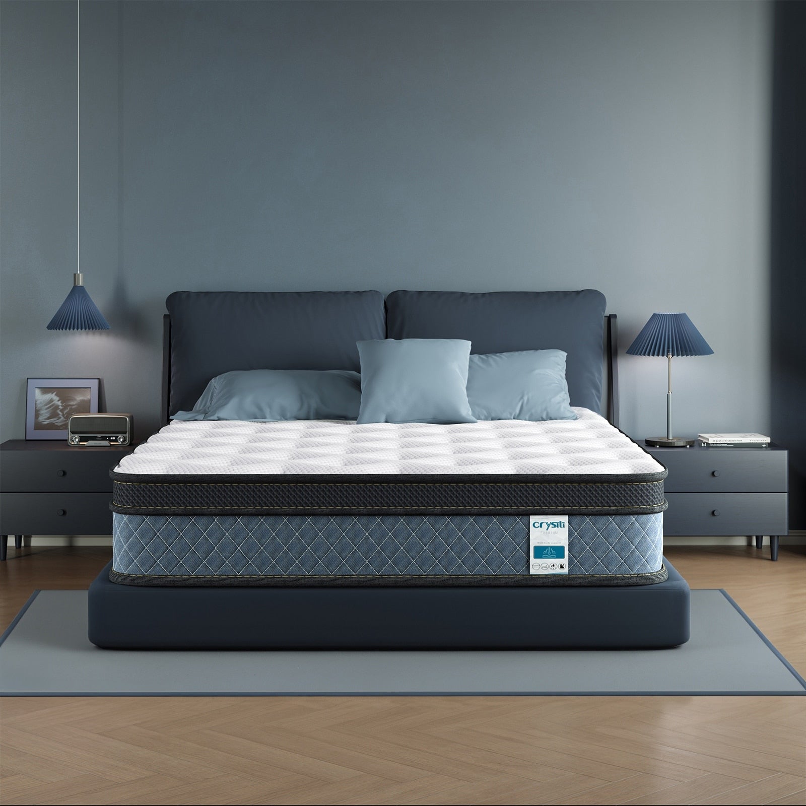 Matelas hybride en mousse à mémoire de forme et gel mi-ferme de 14 pouces avec ressorts ensachés