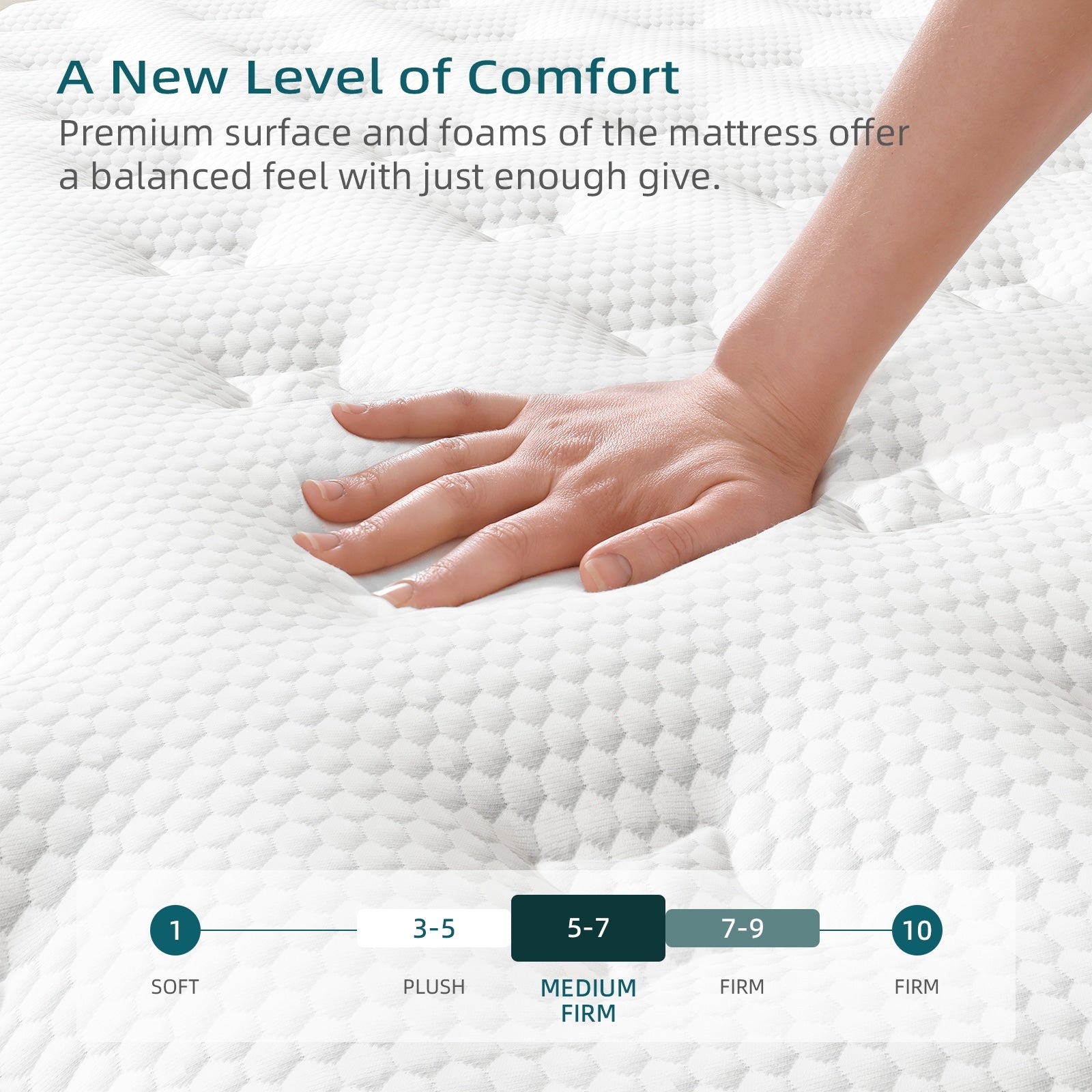 Matelas hybride en mousse à mémoire de forme et gel mi-ferme de 14 pouces avec ressorts ensachés