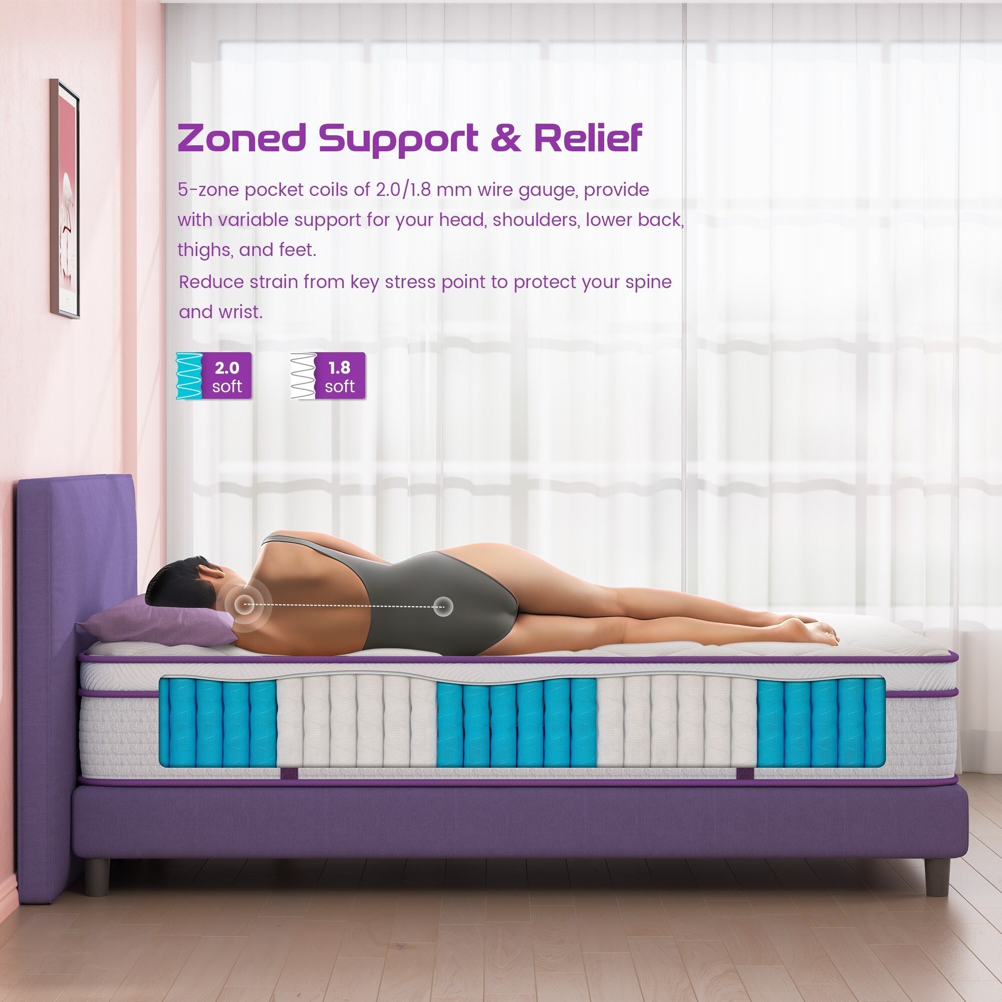 Matelas hybride en mousse à mémoire de forme de 14 pouces en gel dans une boîte