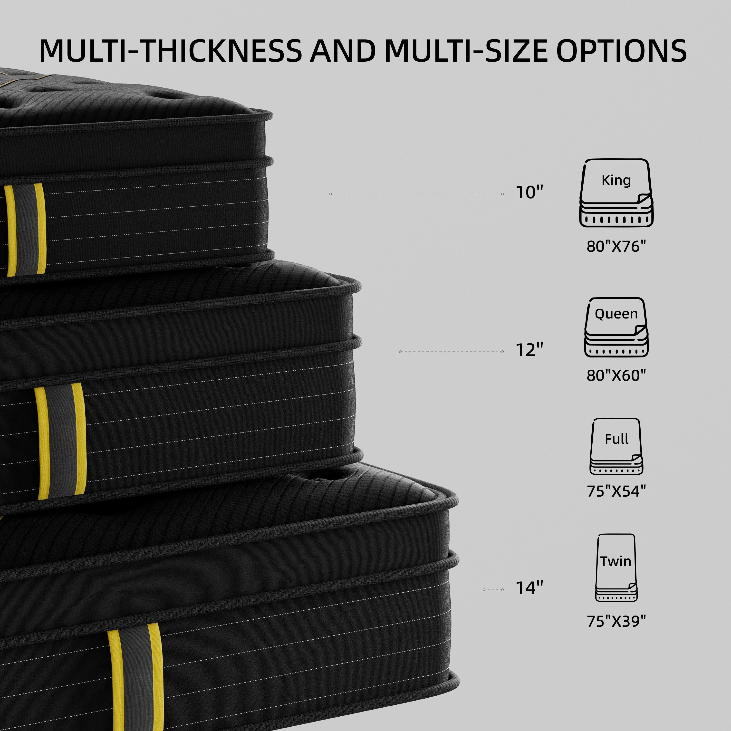 Matelas hybride en mousse à mémoire de forme avec gel moelleux de 14 pouces et ressorts ensachés