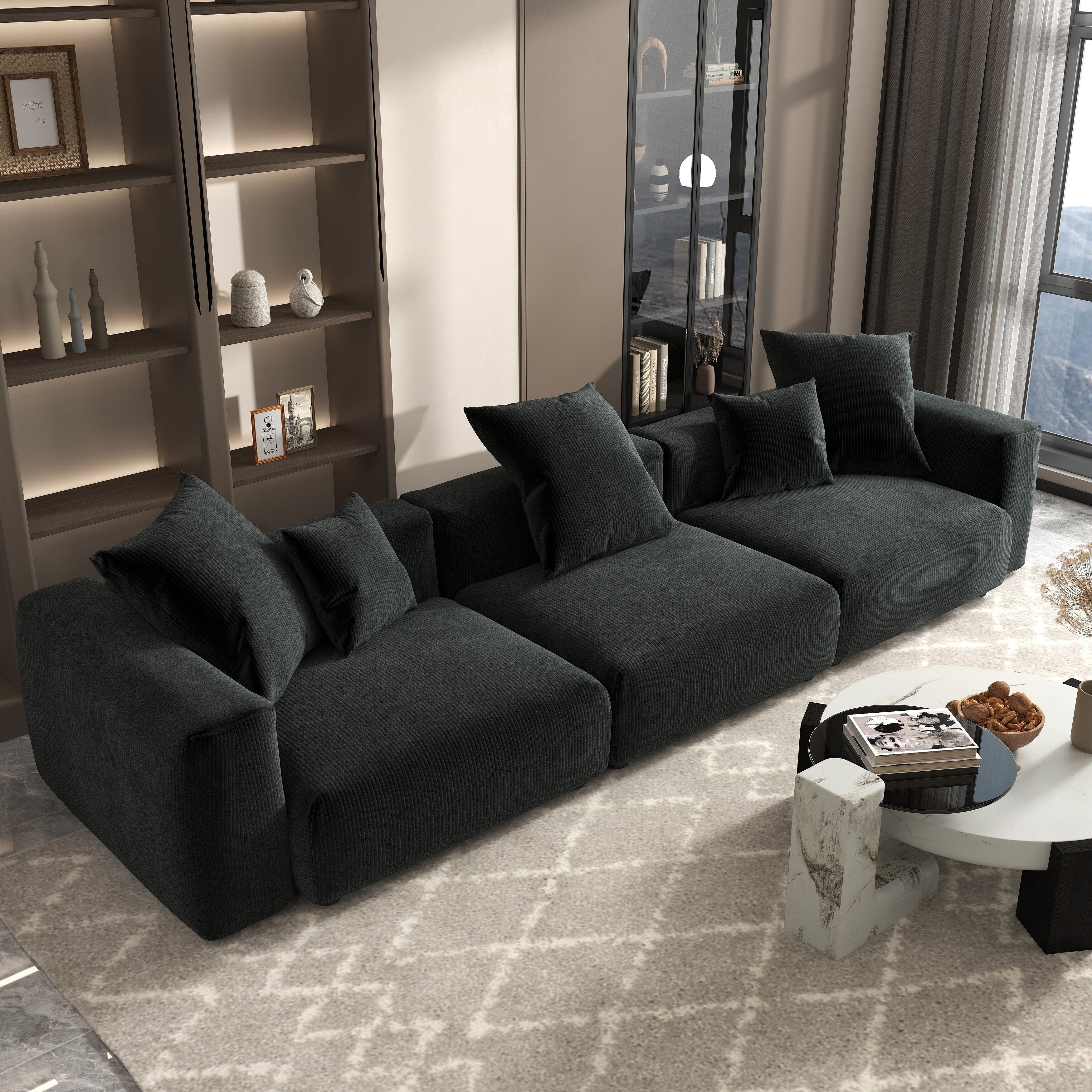 Canapé sectionnel contemporain en velours côtelé 142 Canapé profond classique
