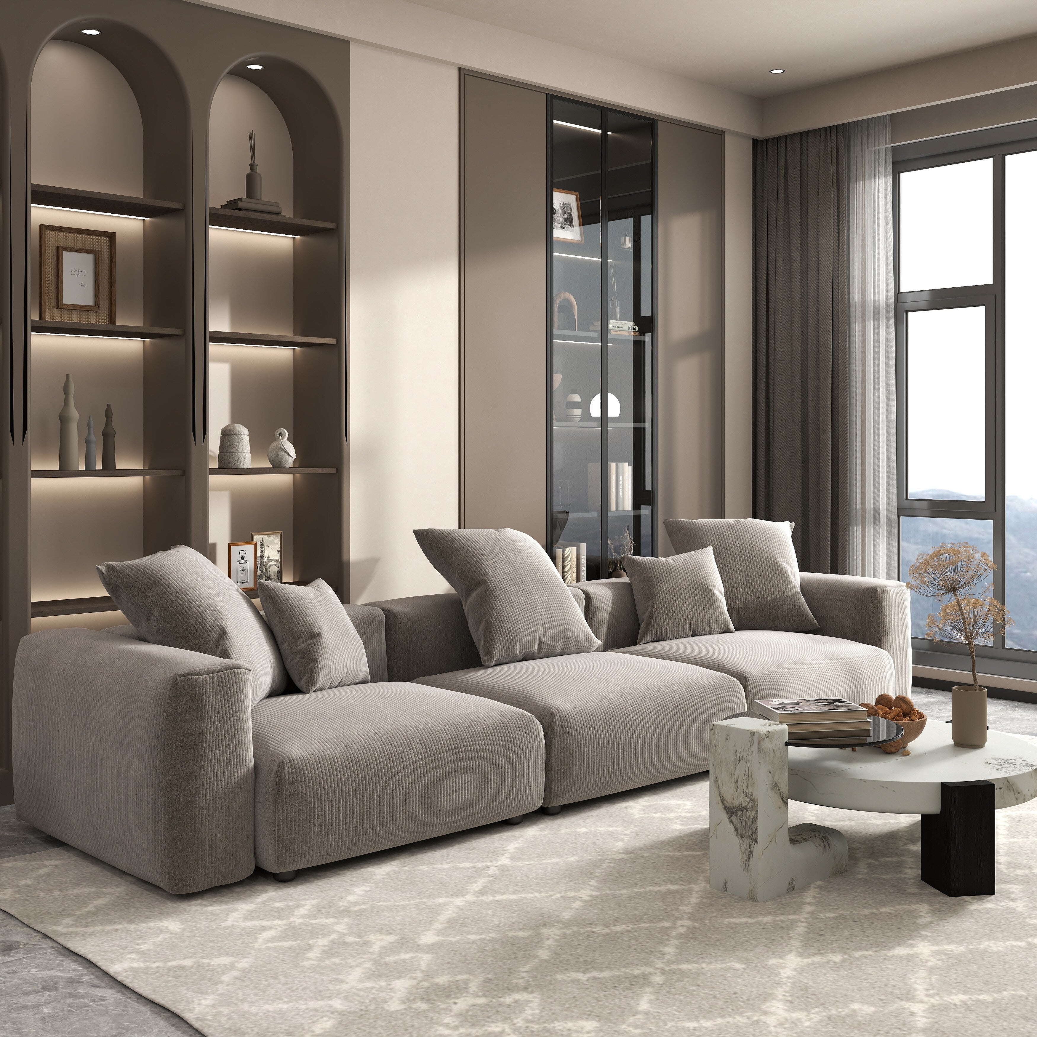 Canapé sectionnel contemporain en velours côtelé 142 Canapé profond classique