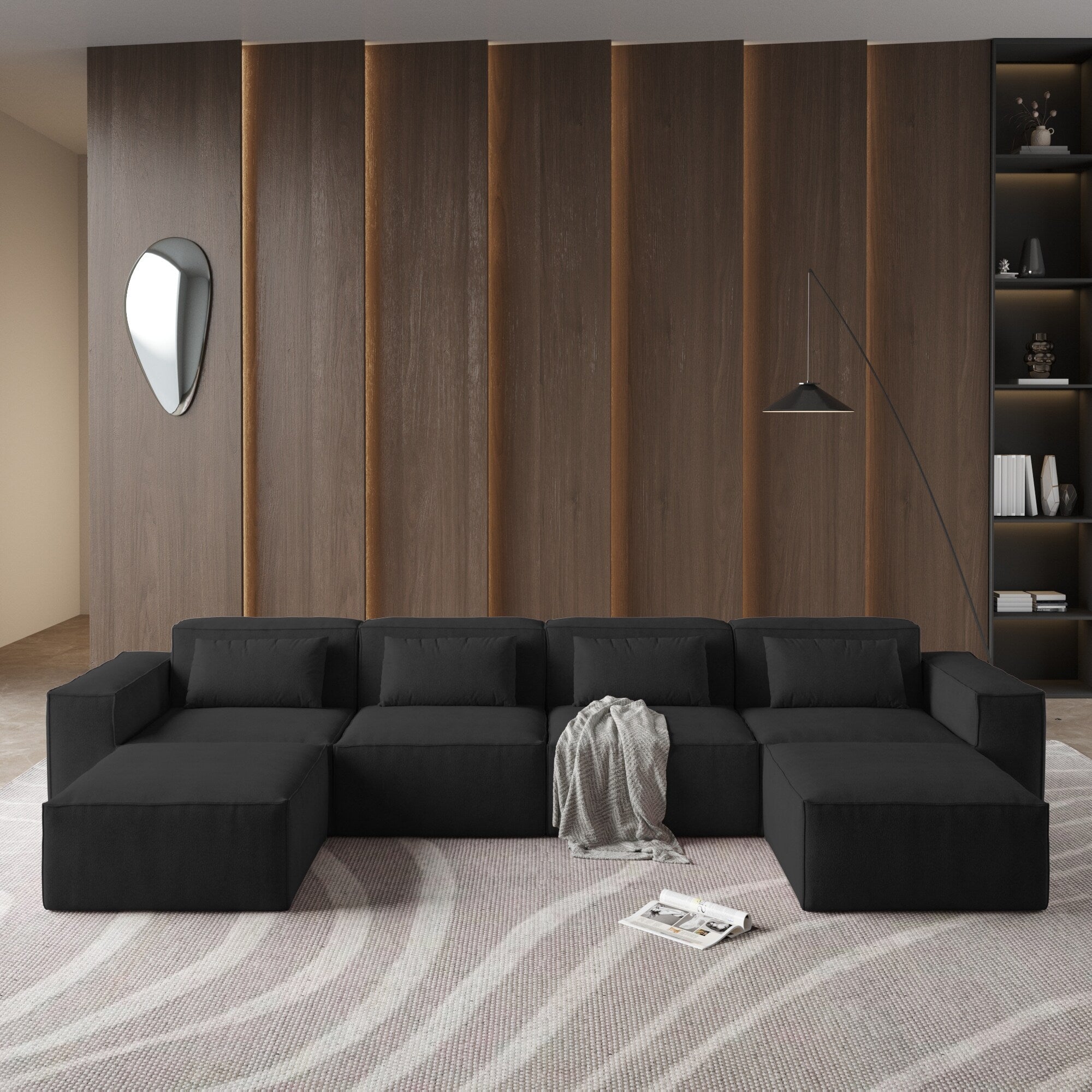 Canapé sectionnel modulaire en U 149, canapé rembourré 6 places, combinaison libre