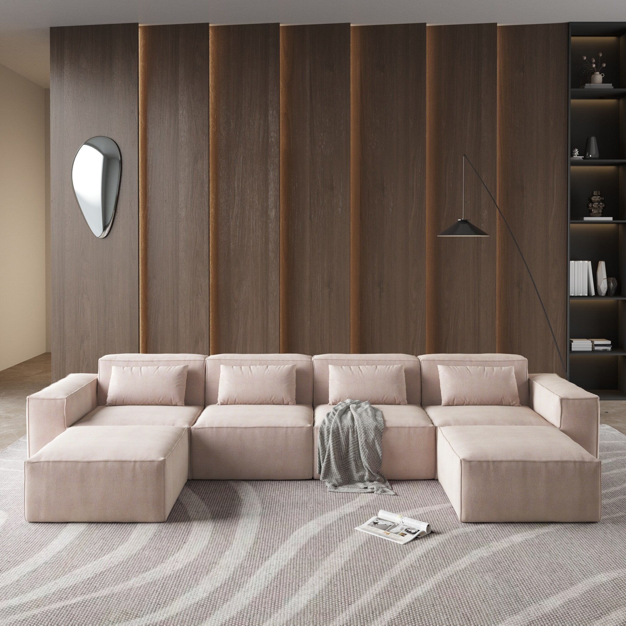 Canapé sectionnel modulaire en U 149, canapé rembourré 6 places, combinaison libre