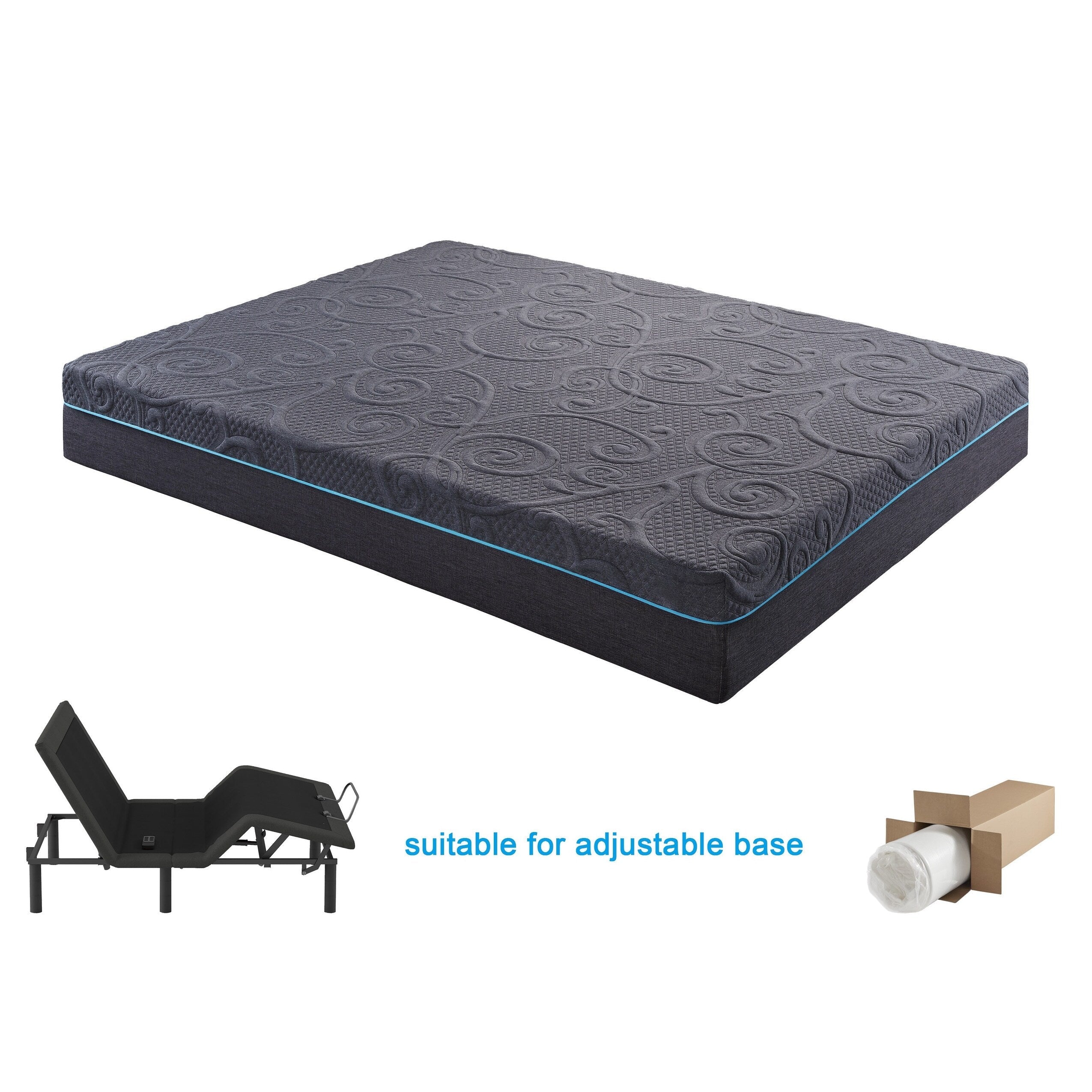 Matelas hybride en mousse à mémoire de forme infusée de gel, 14 lits, dans une boîte