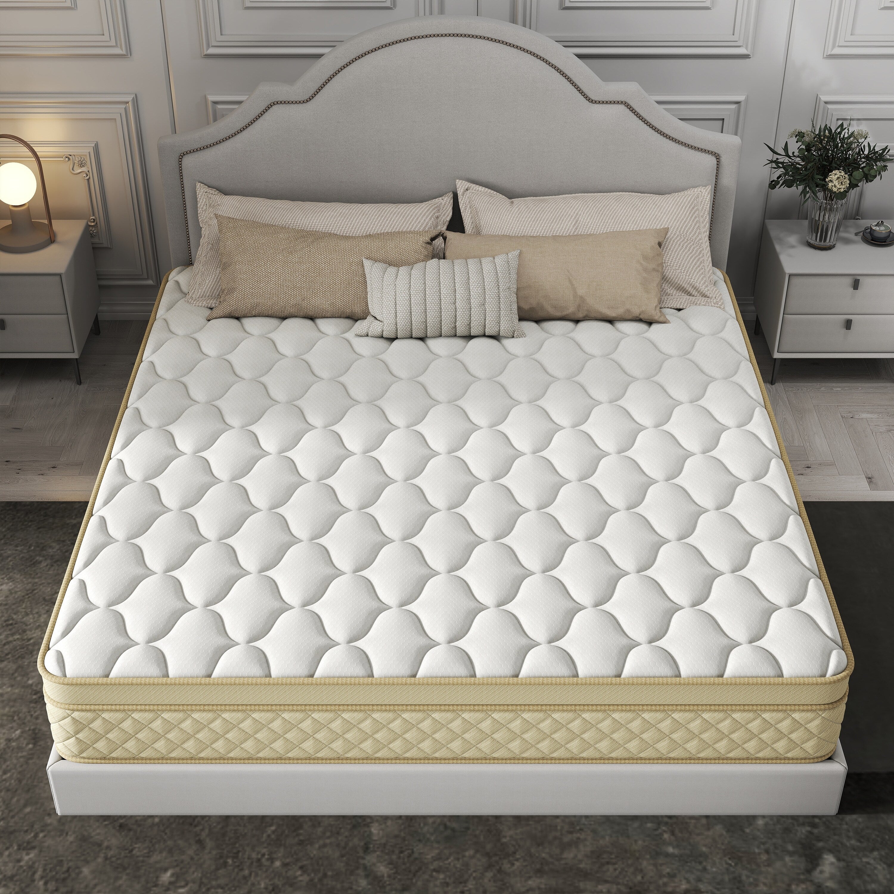 Matelas hybride en mousse à mémoire de forme de taille moyenne, 14 Euro Top, dans une boîte