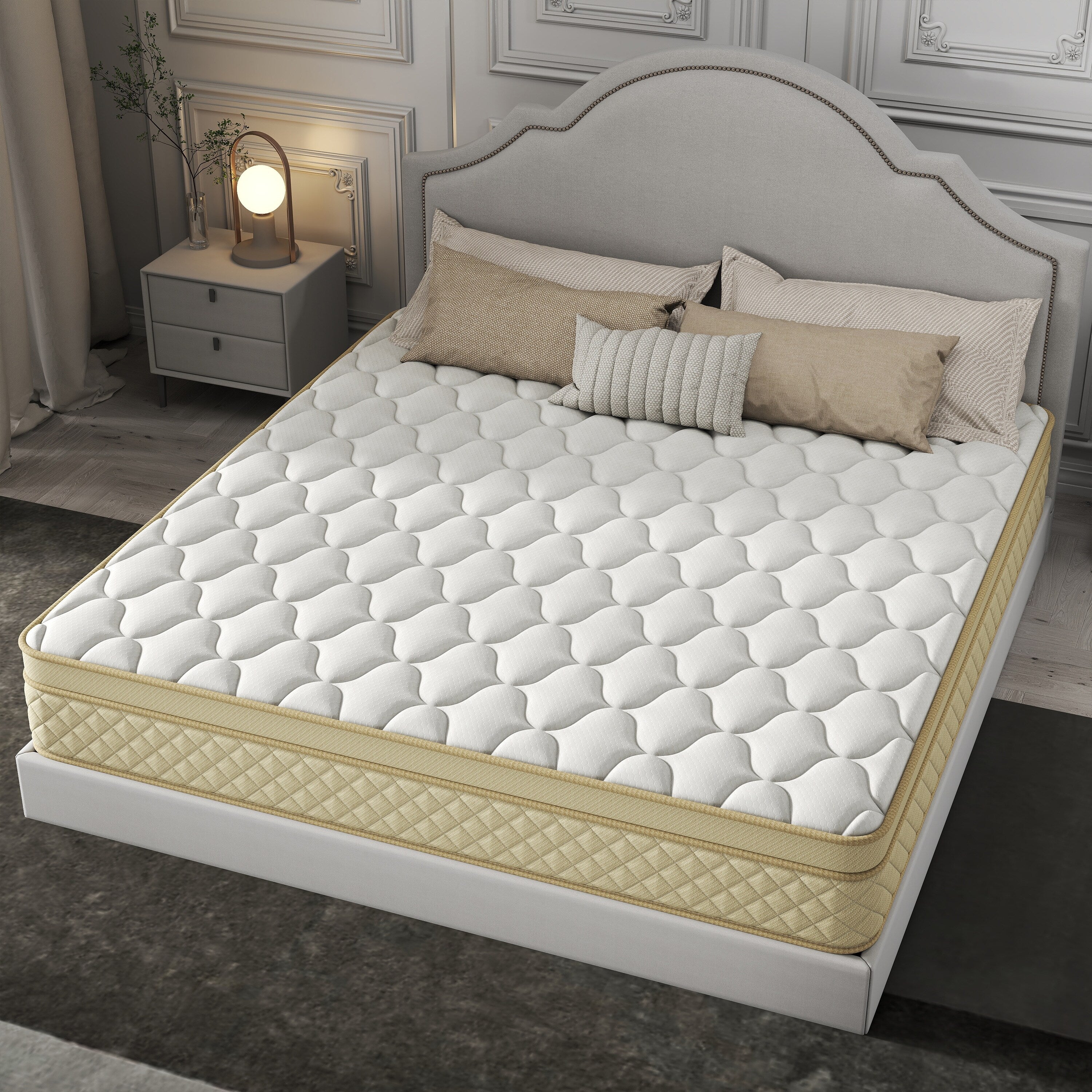 Matelas hybride en mousse à mémoire de forme de taille moyenne, 14 Euro Top, dans une boîte
