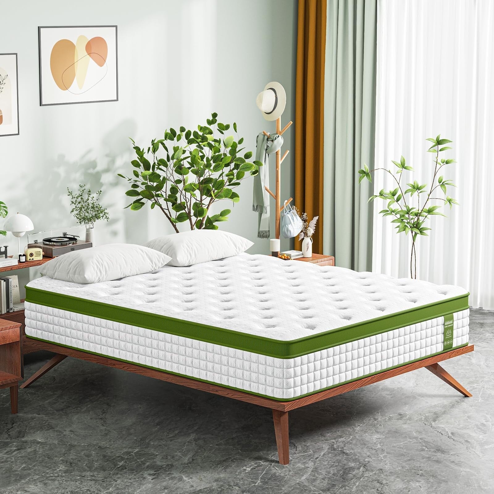 Matelas hybride 14 pouces en boîte avec mousse à mémoire de forme et ressorts ensachés, soulagement de la pression et isolation des mouvements, certifié CertiPUR-Us