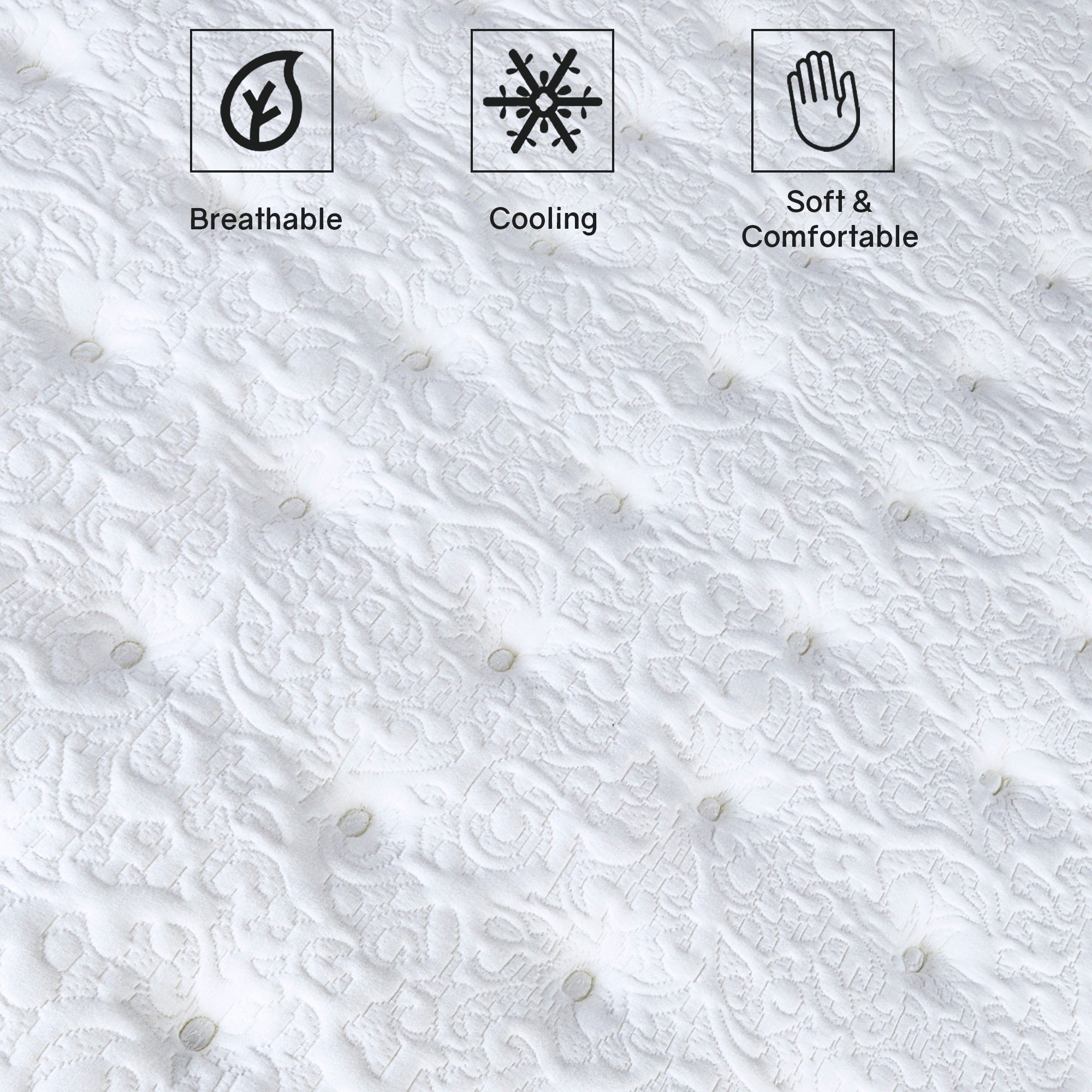 Matelas hybride de luxe 14 pouces avec revêtement en mousse, support de bord robuste, mousse haute densité, dessus matelassé moelleux, noir