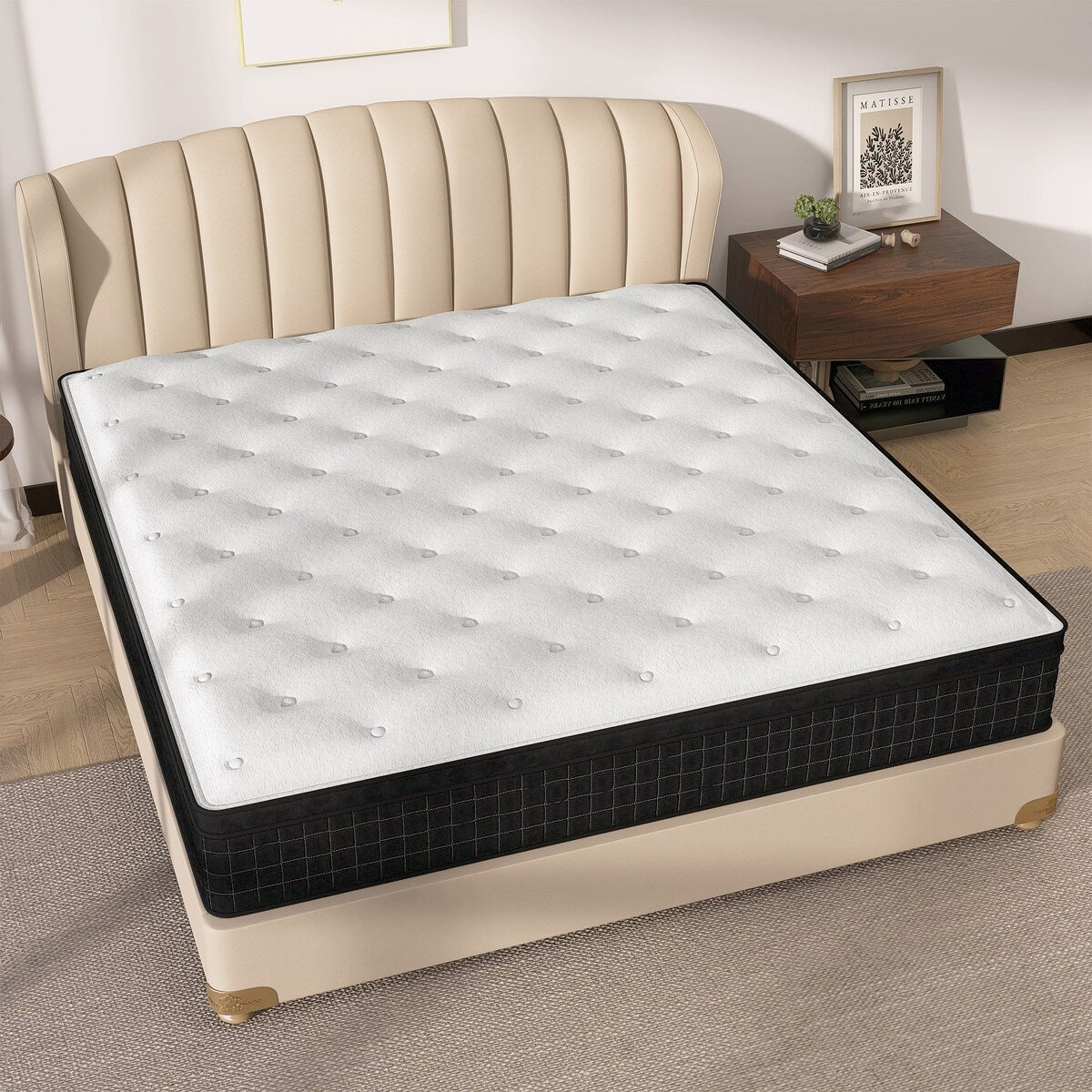 Matelas hybride mi-ferme à plateau-coussin de 14 po dans une boîte