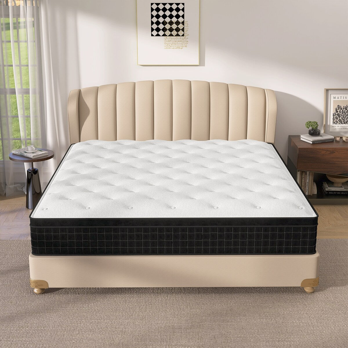 Matelas hybride mi-ferme à plateau-coussin de 14 po dans une boîte
