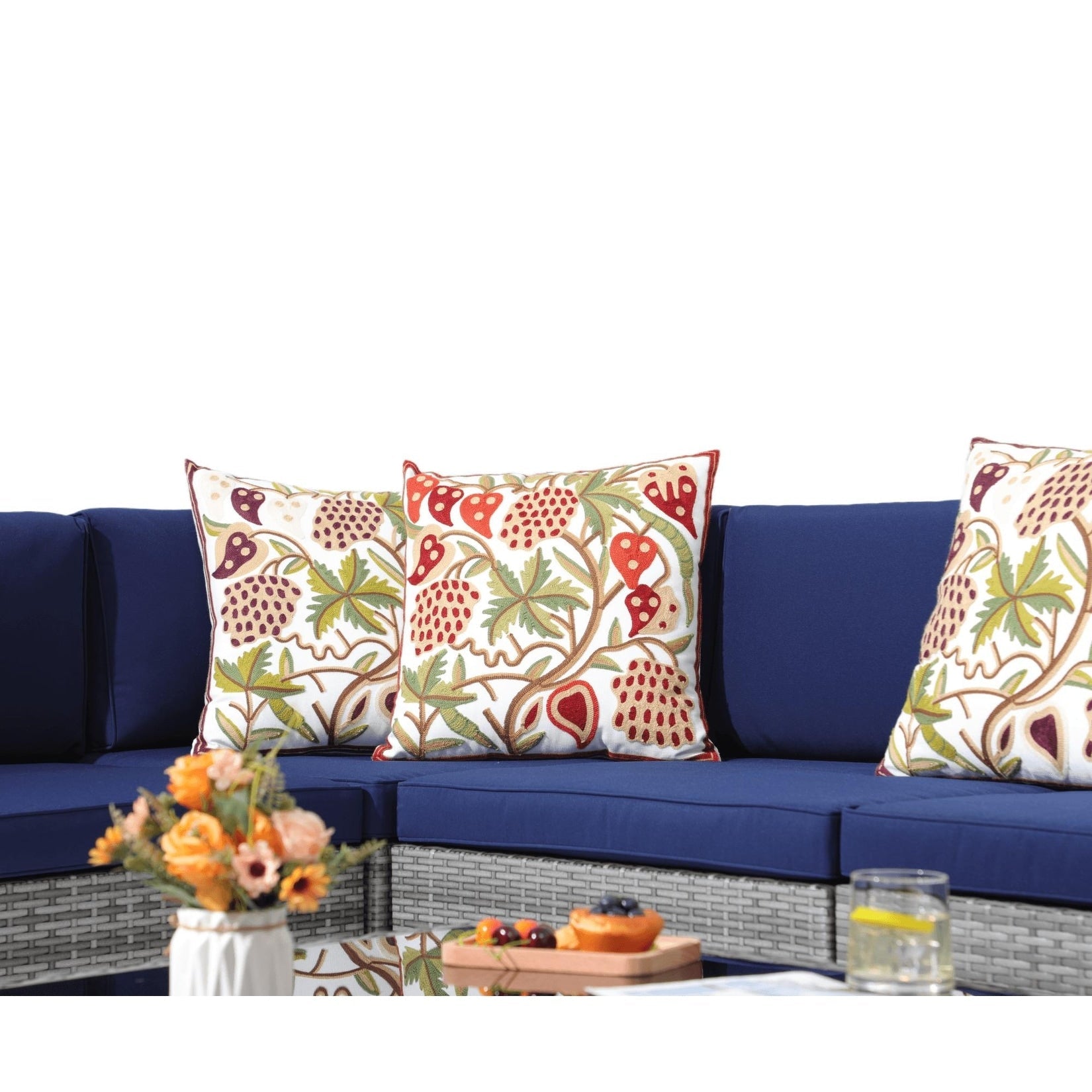 Ensemble de 15 meubles de patio en osier avec canapé, foyer et table