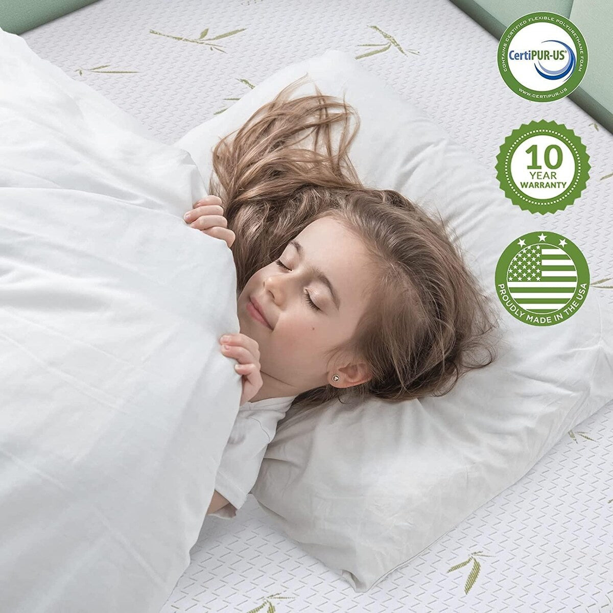 Matelas en mousse à mémoire de forme de 10 pouces, fermeté moyenne, avec housse en bambou, certifié CertiPUR-US