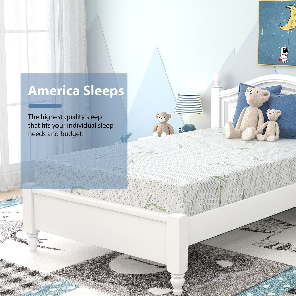 Matelas en mousse à mémoire de forme de 10 pouces, fermeté moyenne, avec housse en bambou, certifié CertiPUR-US