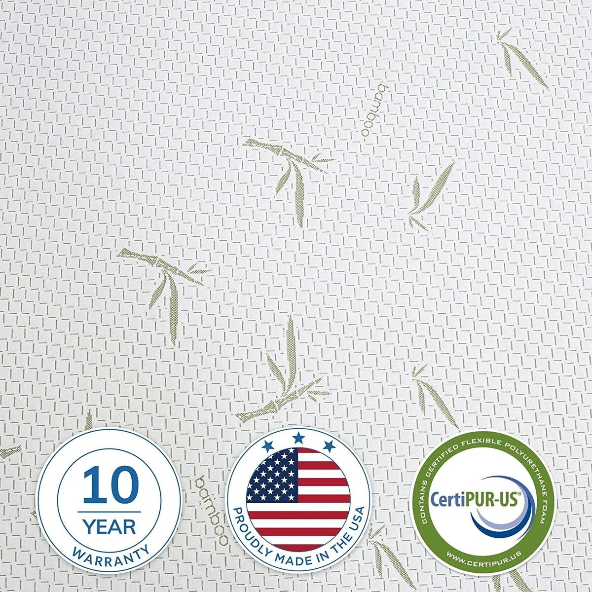 Matelas en mousse à mémoire de forme de 10 pouces, fermeté moyenne, avec housse en bambou, certifié CertiPUR-US