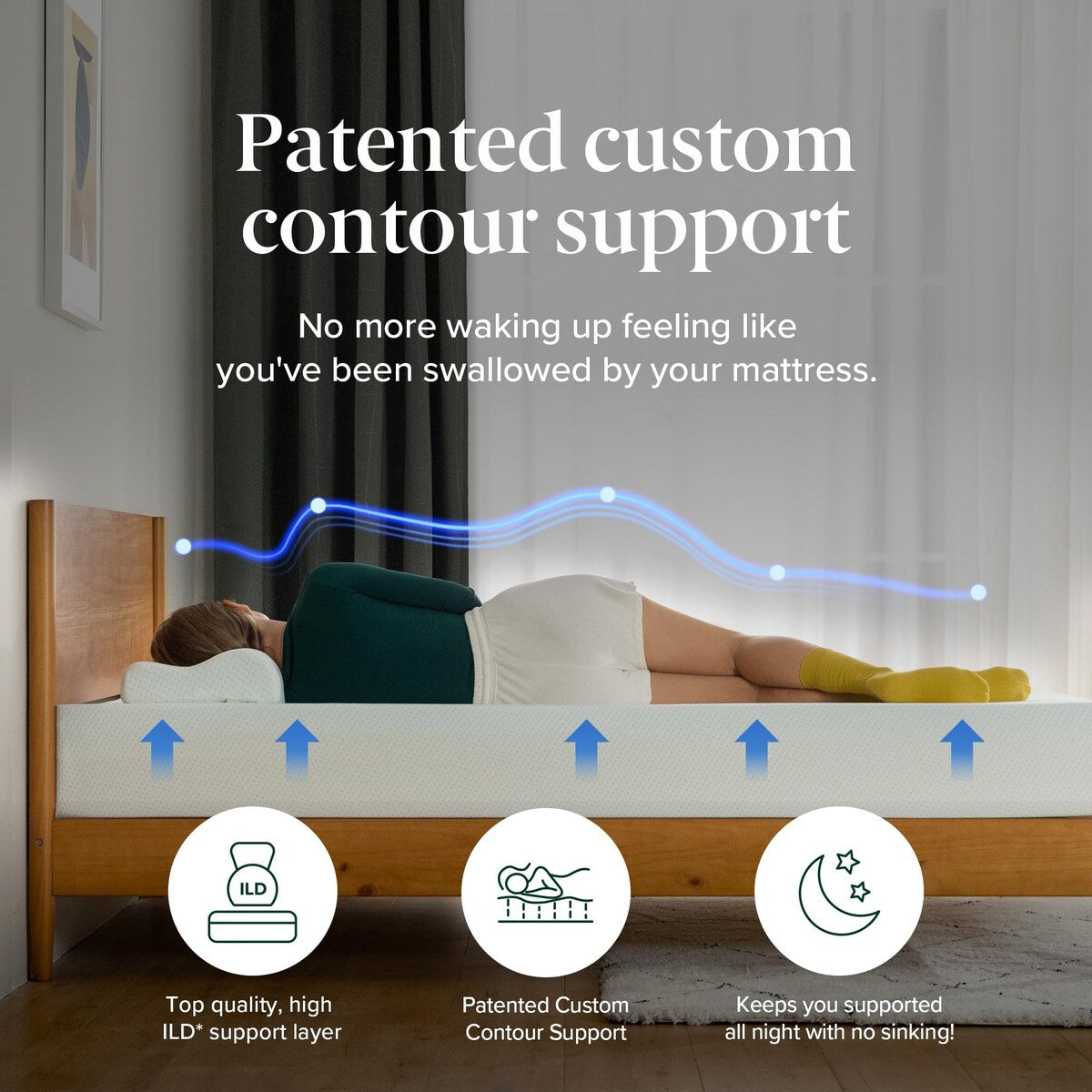 Matelas en mousse à mémoire de forme au thé vert 6 pouces, sans fibre de verre, support breveté sur mesure, base en mousse robuste, lit-en-boîte, très grand lit