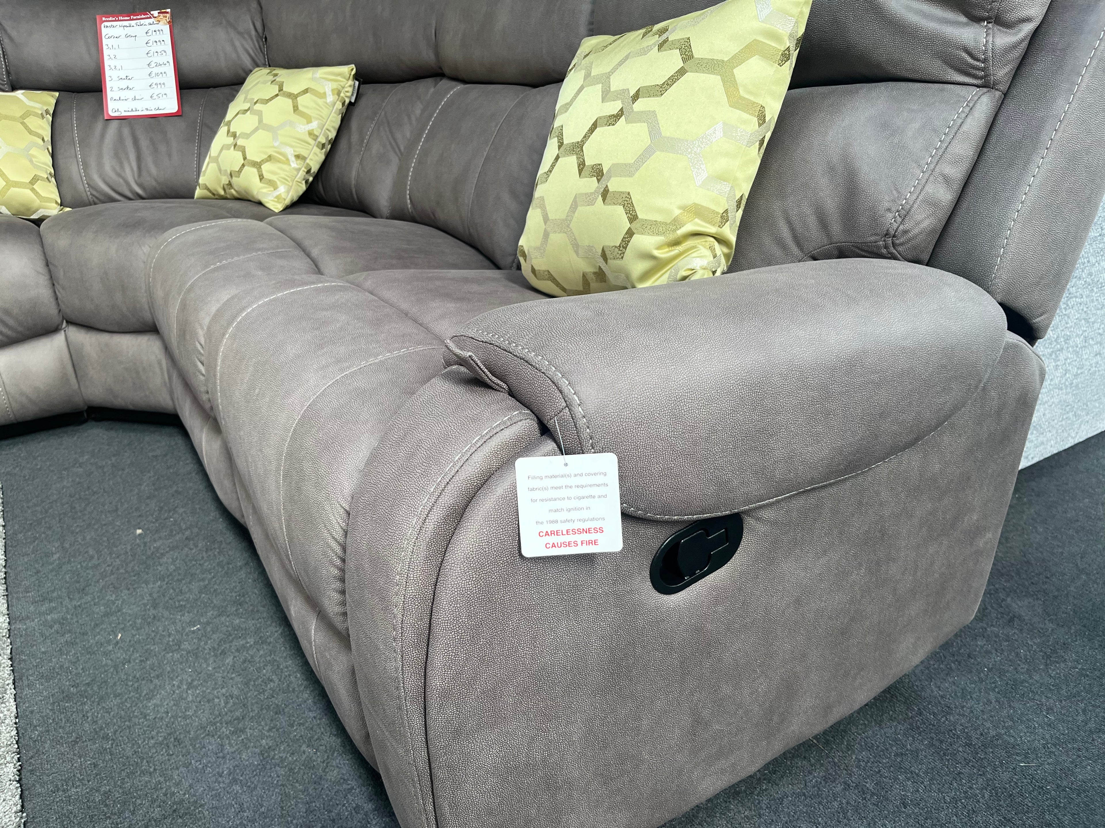 Fauteuil inclinable Kester en tissu gris lavable