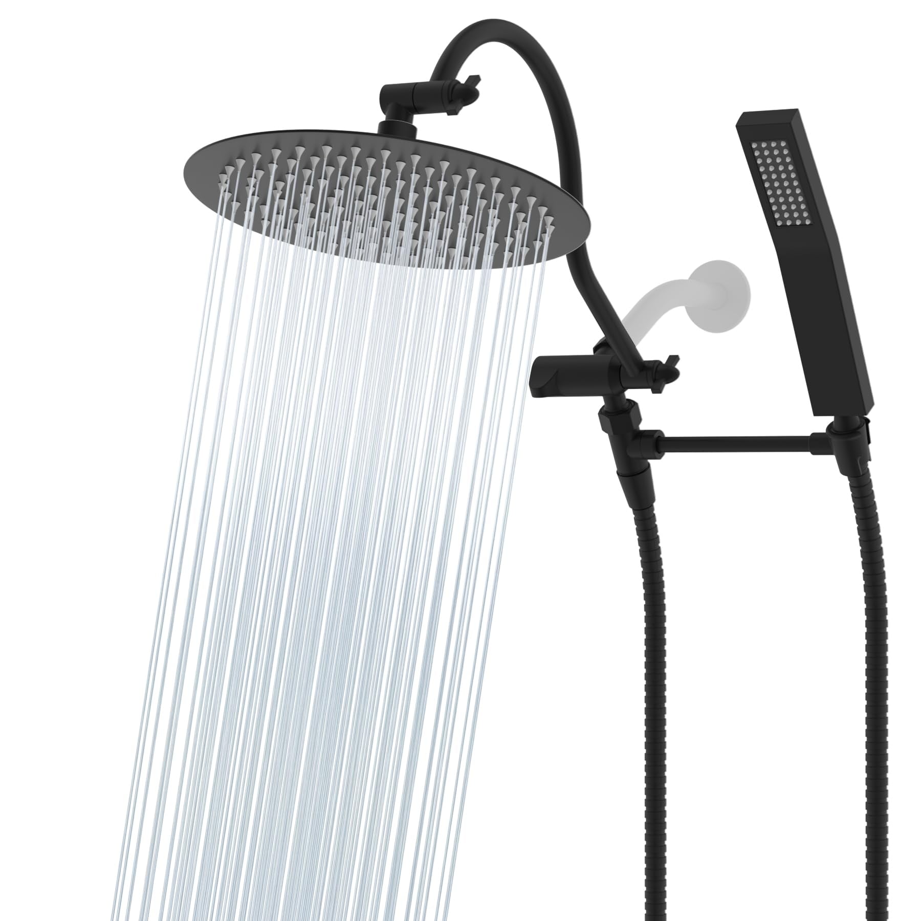 Pommeau de douche à effet pluie haute pression tout en métal de 10 pouces avec pommeau combiné à main