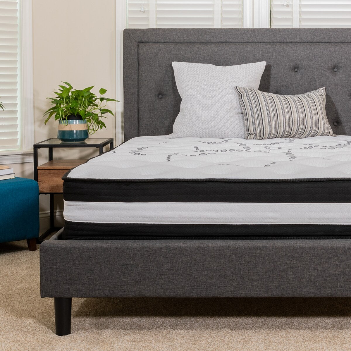 Matelas 12 mousses et ressorts ensachés, matelas en boîte - Matelas haut de gamme - Blanc