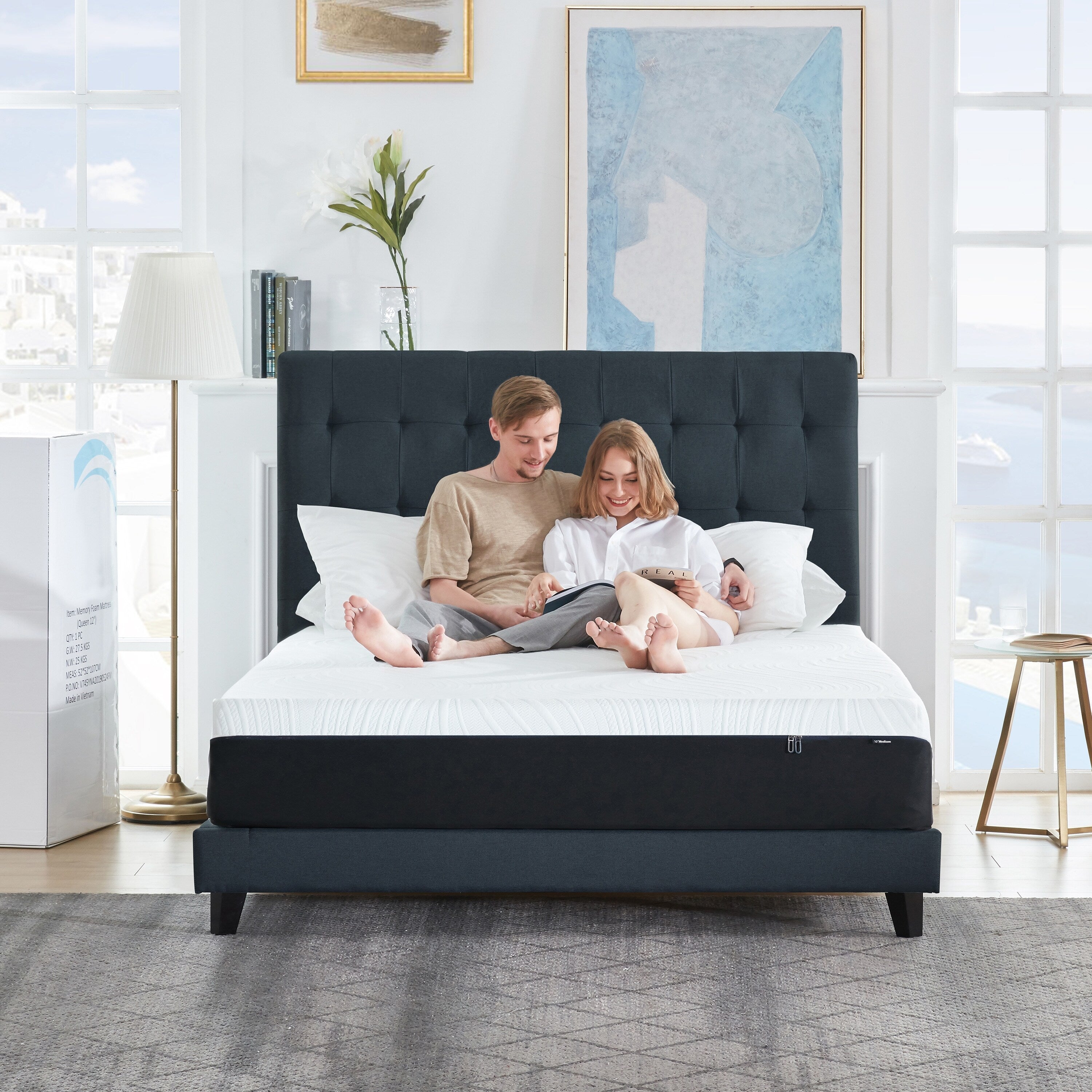 Matelas en mousse à mémoire de forme gel 10 pouces, confort moyen