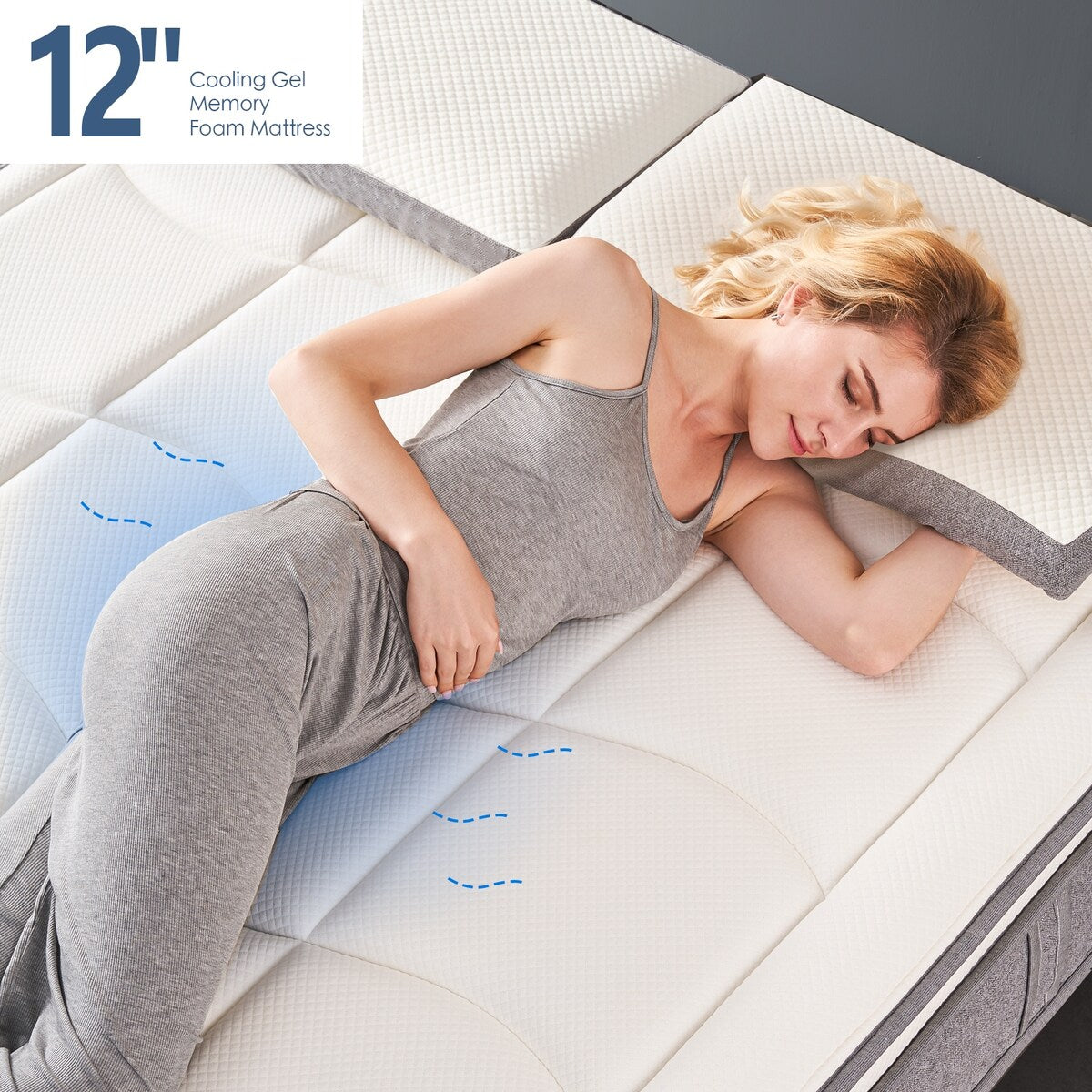 Matelas à ressorts ensachés en mousse à mémoire de forme, soutien du sommeil, sensation de fermeté moyenne, livré dans une boîte